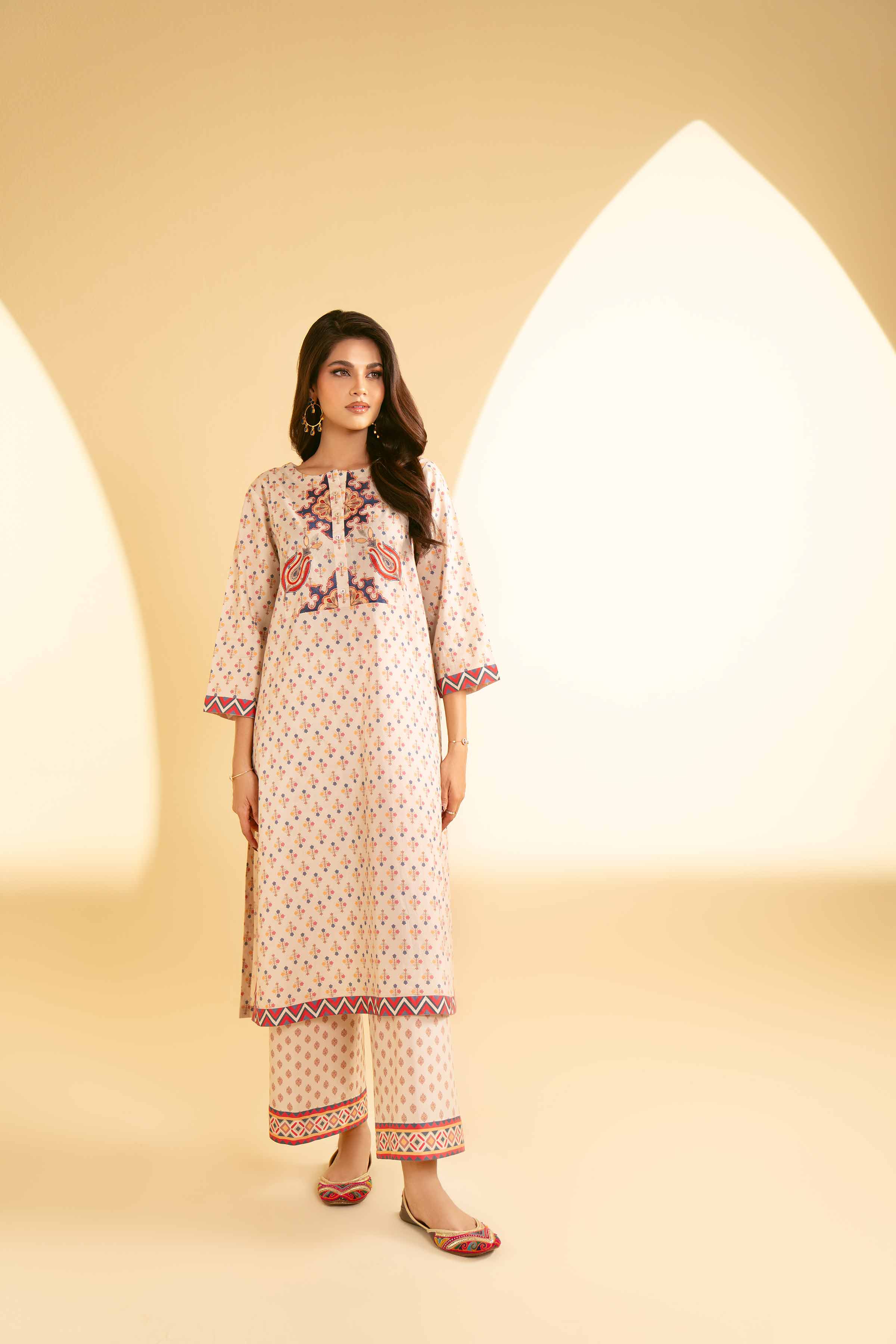 3 Piece - Printed Embroidered Suit - KFE25-73 - Image 7