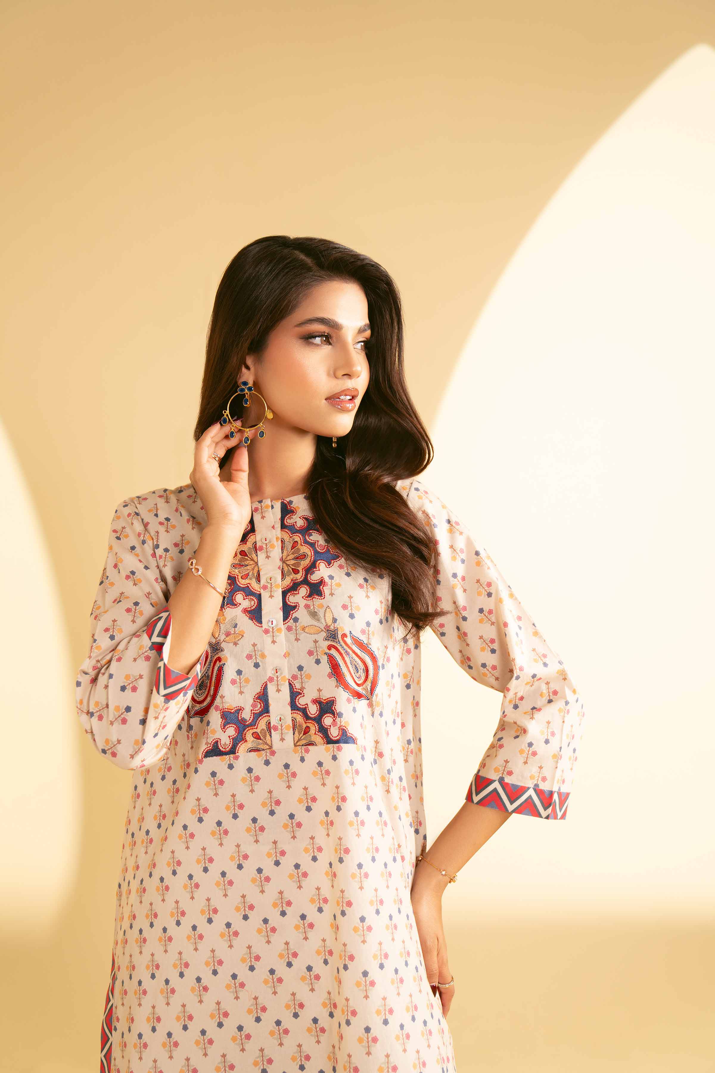 3 Piece - Printed Embroidered Suit - KFE25-73 - Image 8