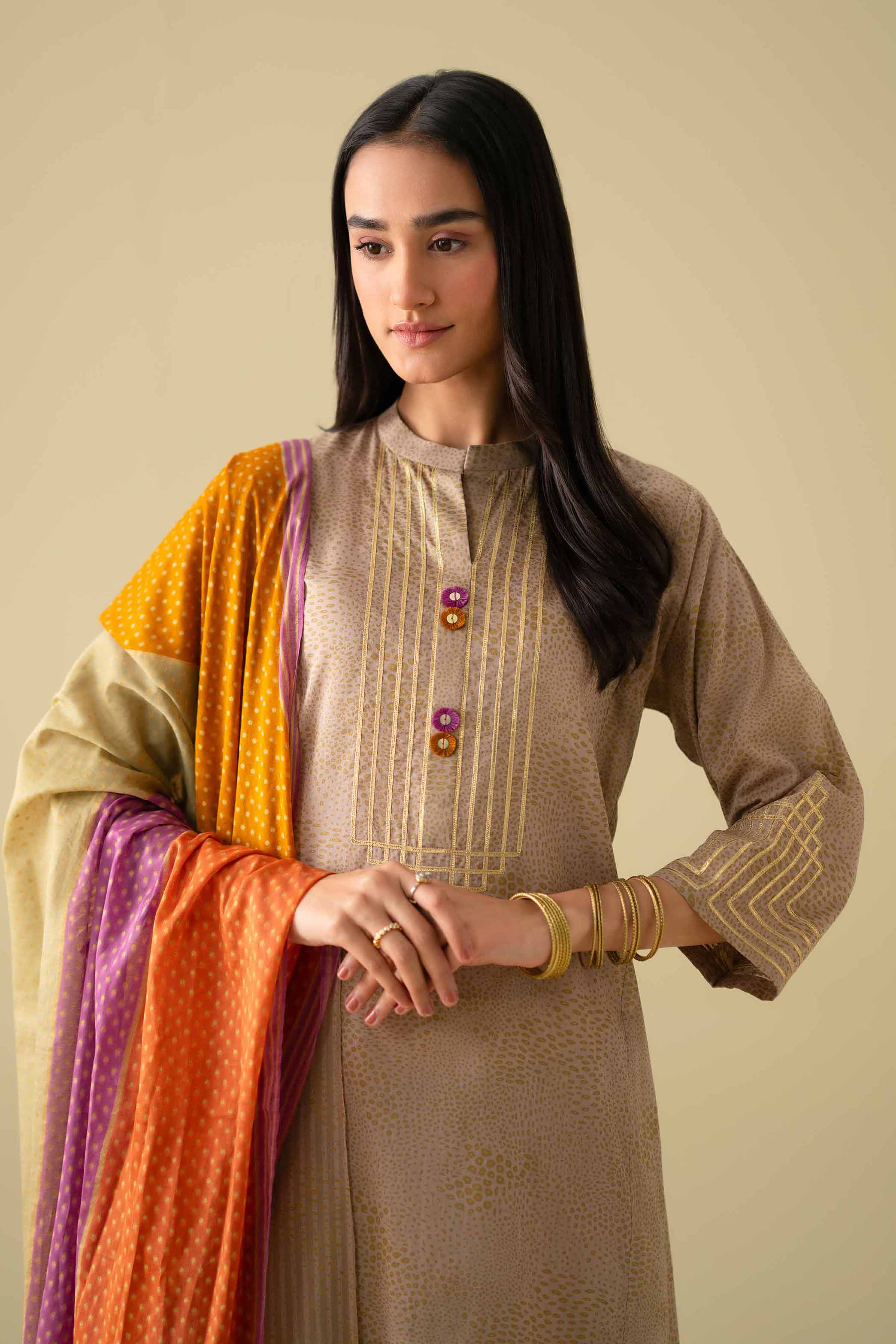 3 Piece - Embroidered Suit - KFE26-116 - Image 4
