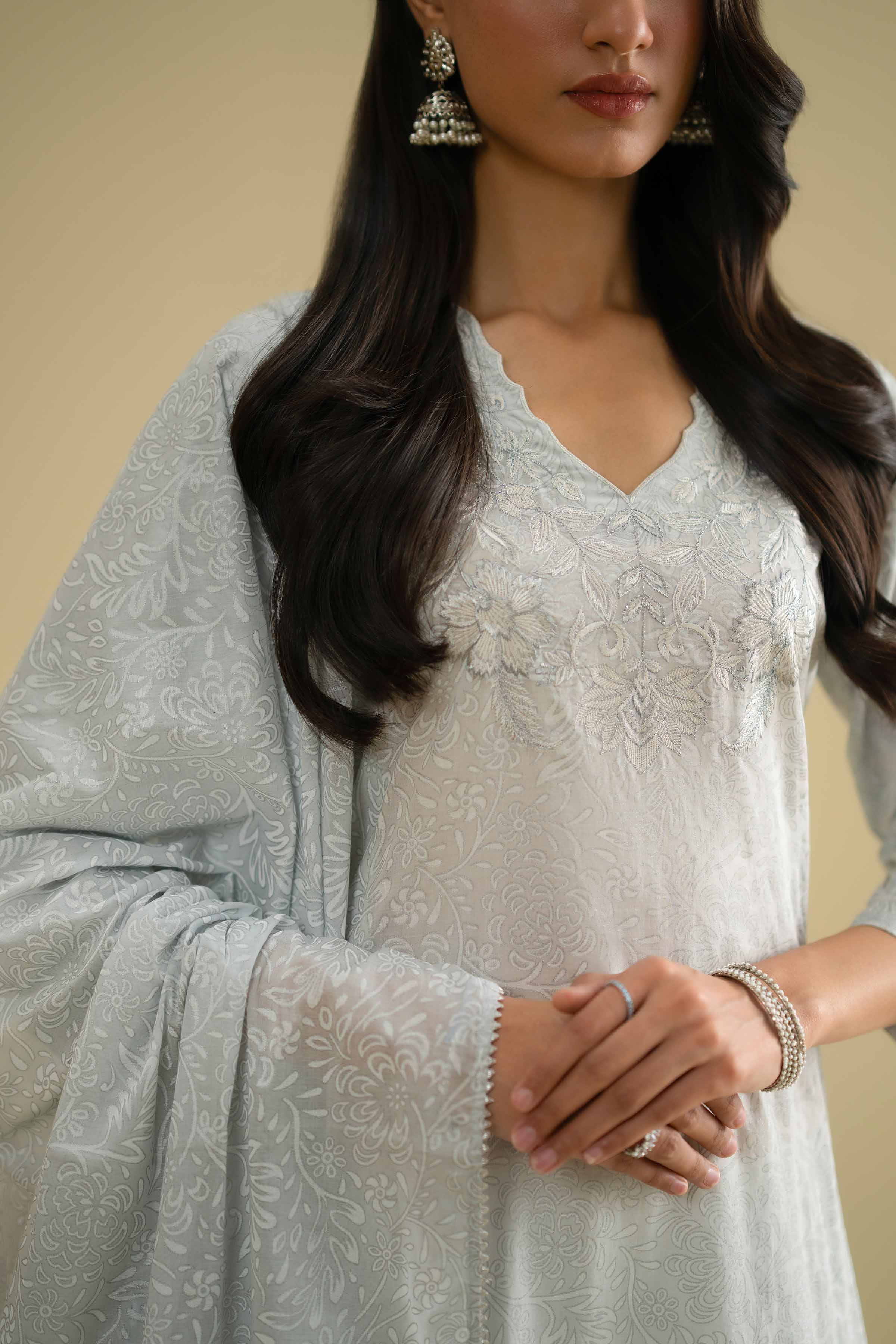 2 Piece - Printed Embroidered Suit - KFE26-229 - Image 3