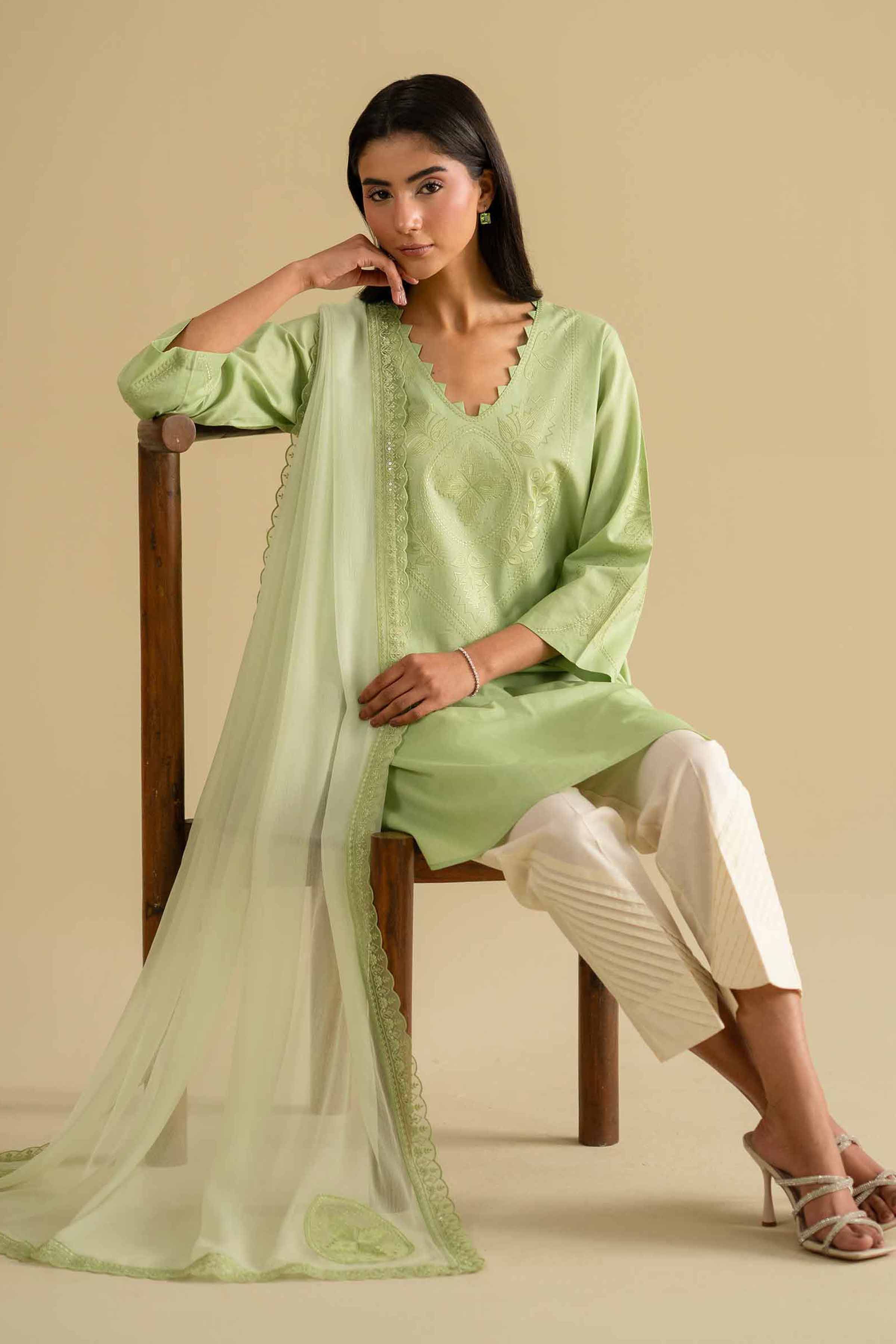 2 Piece - Embroidered Suit - KFE26-23 - Image 5