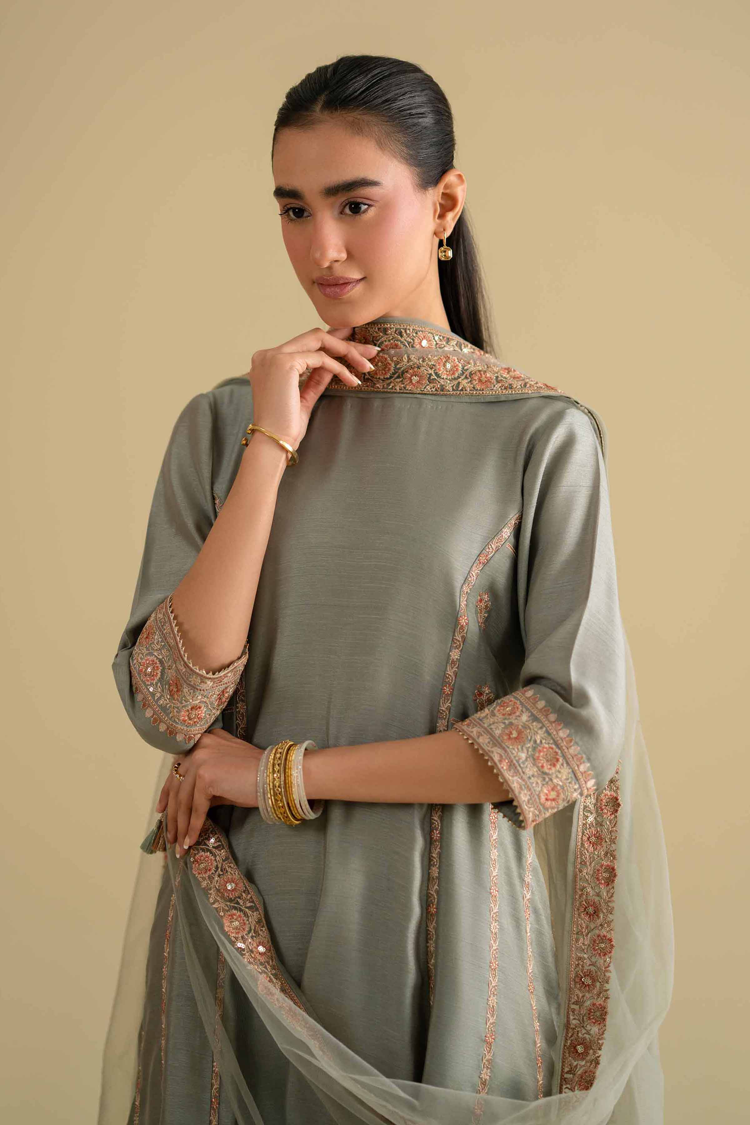 3 Piece - Embroidered Suit - KFE26-233 - Image 6