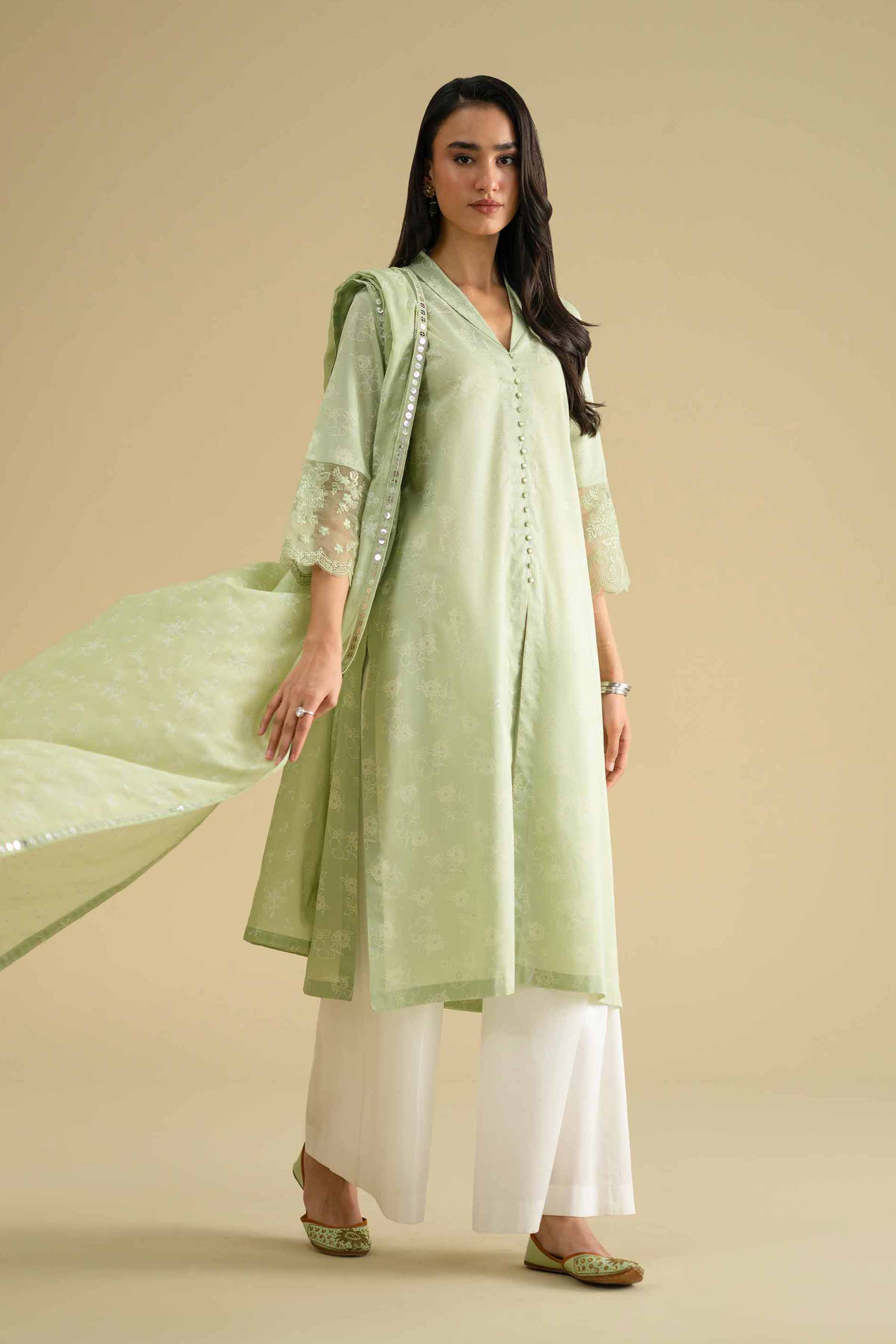 2 Piece - Printed Embroidered Suit - KFE26-31 - Image 4