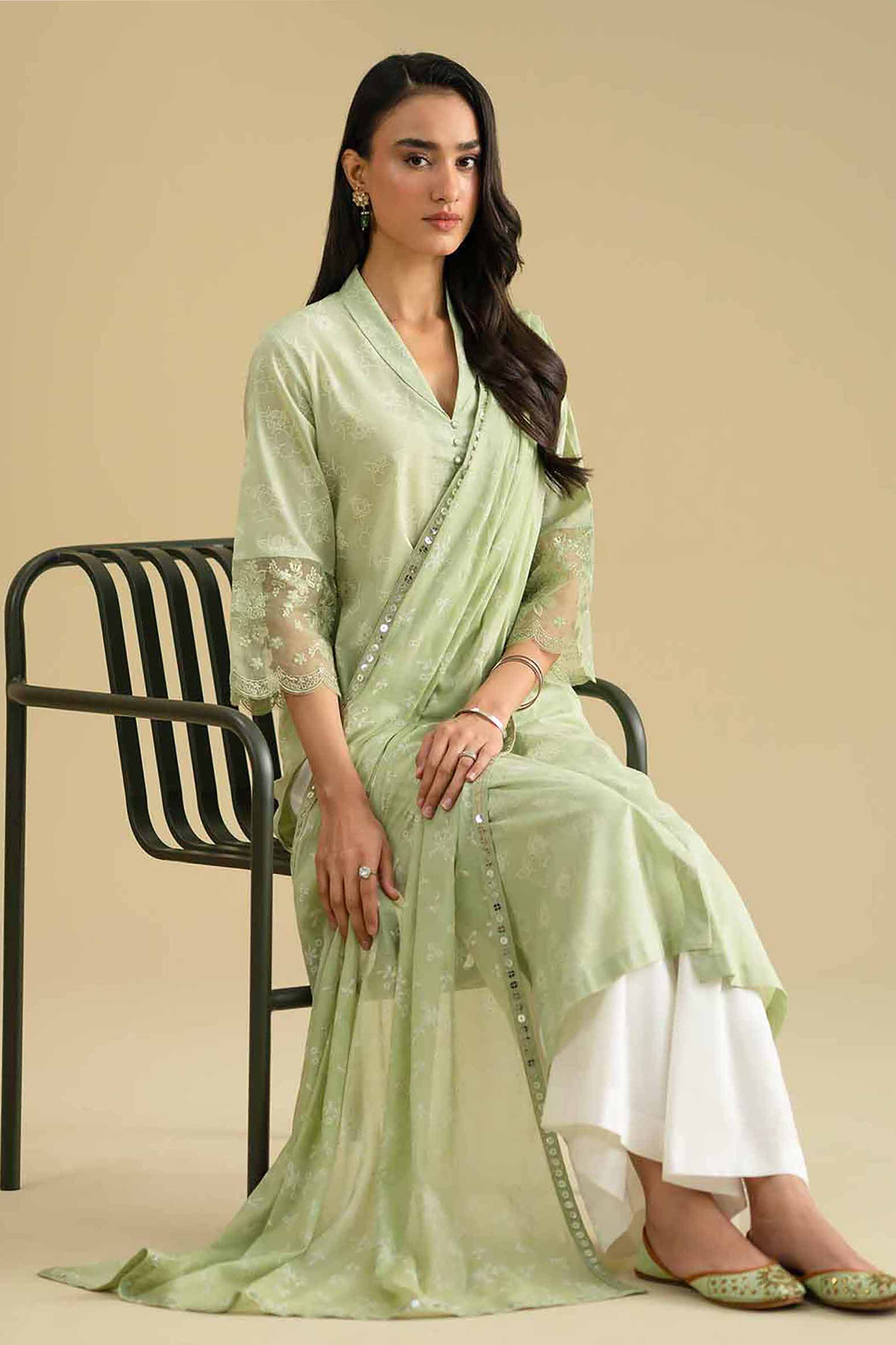 2 Piece - Printed Embroidered Suit - KFE26-31 - Image 5