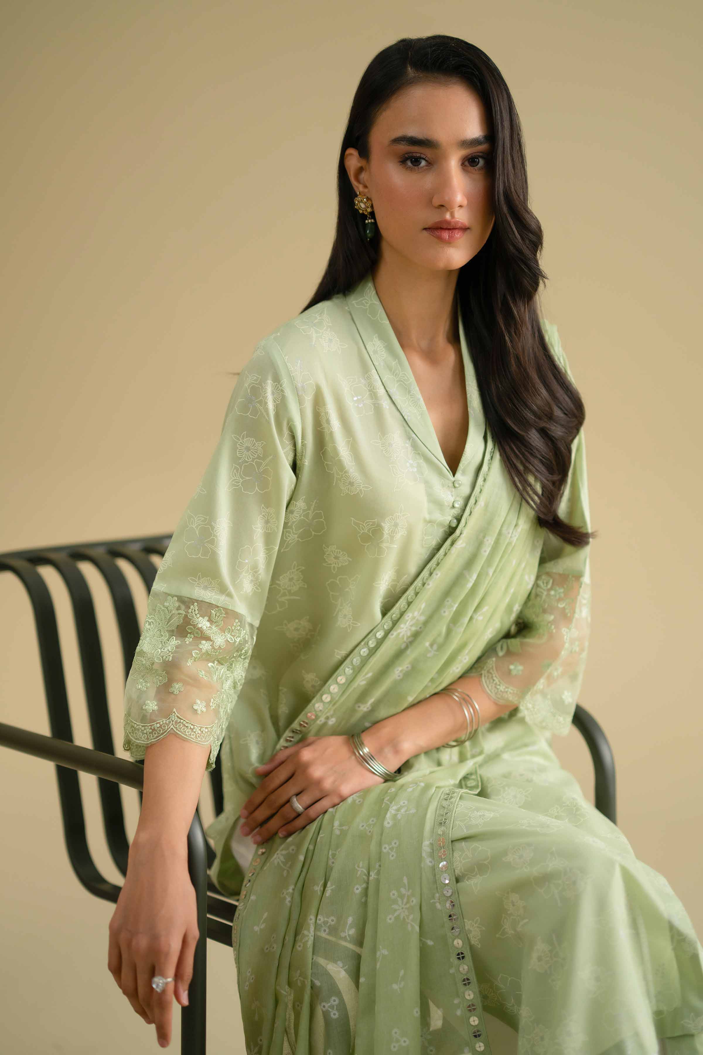 2 Piece - Printed Embroidered Suit - KFE26-31 - Image 6