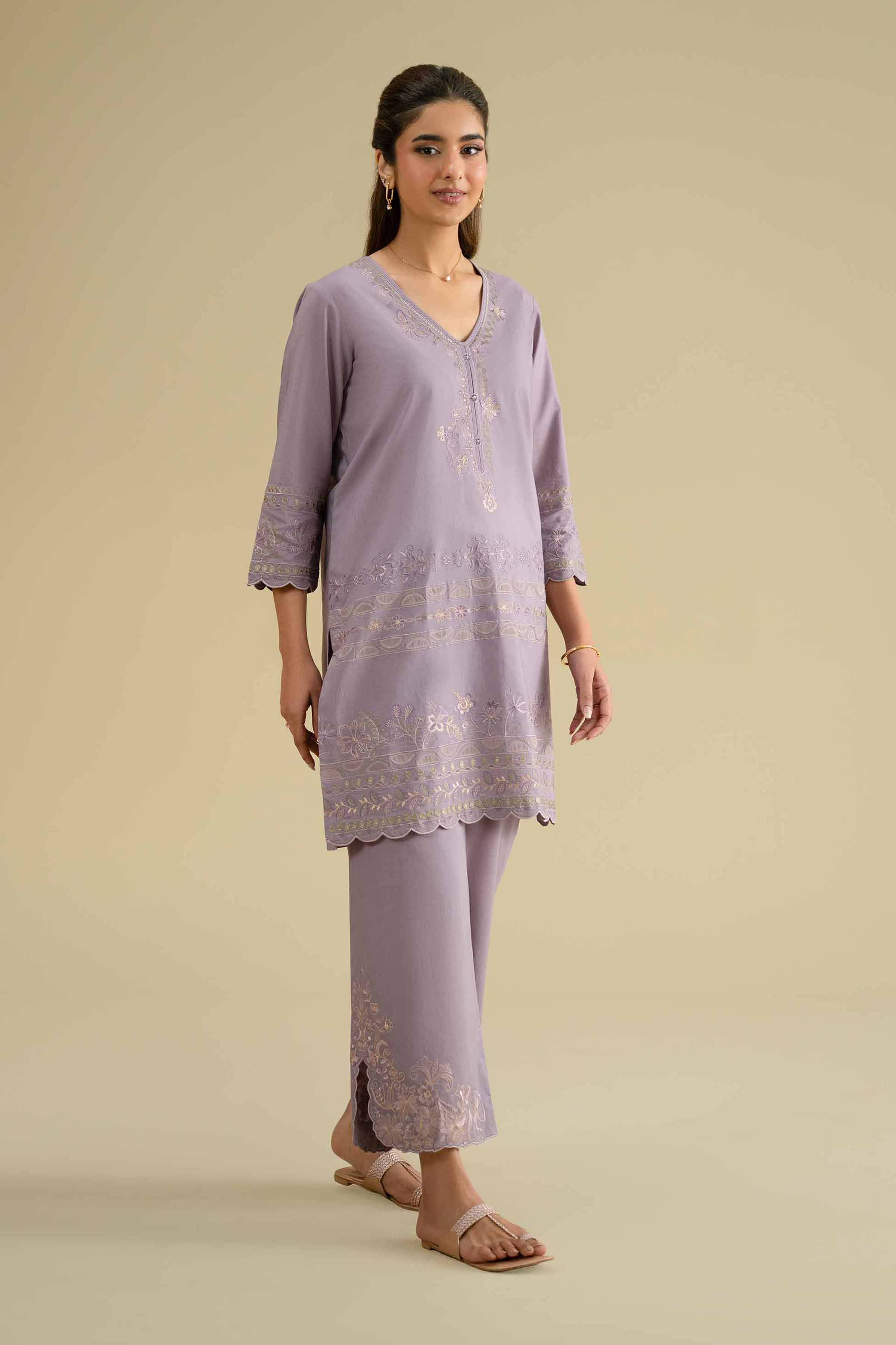 2 Piece - Embroidered Suit - KFE26-52 - Image 4
