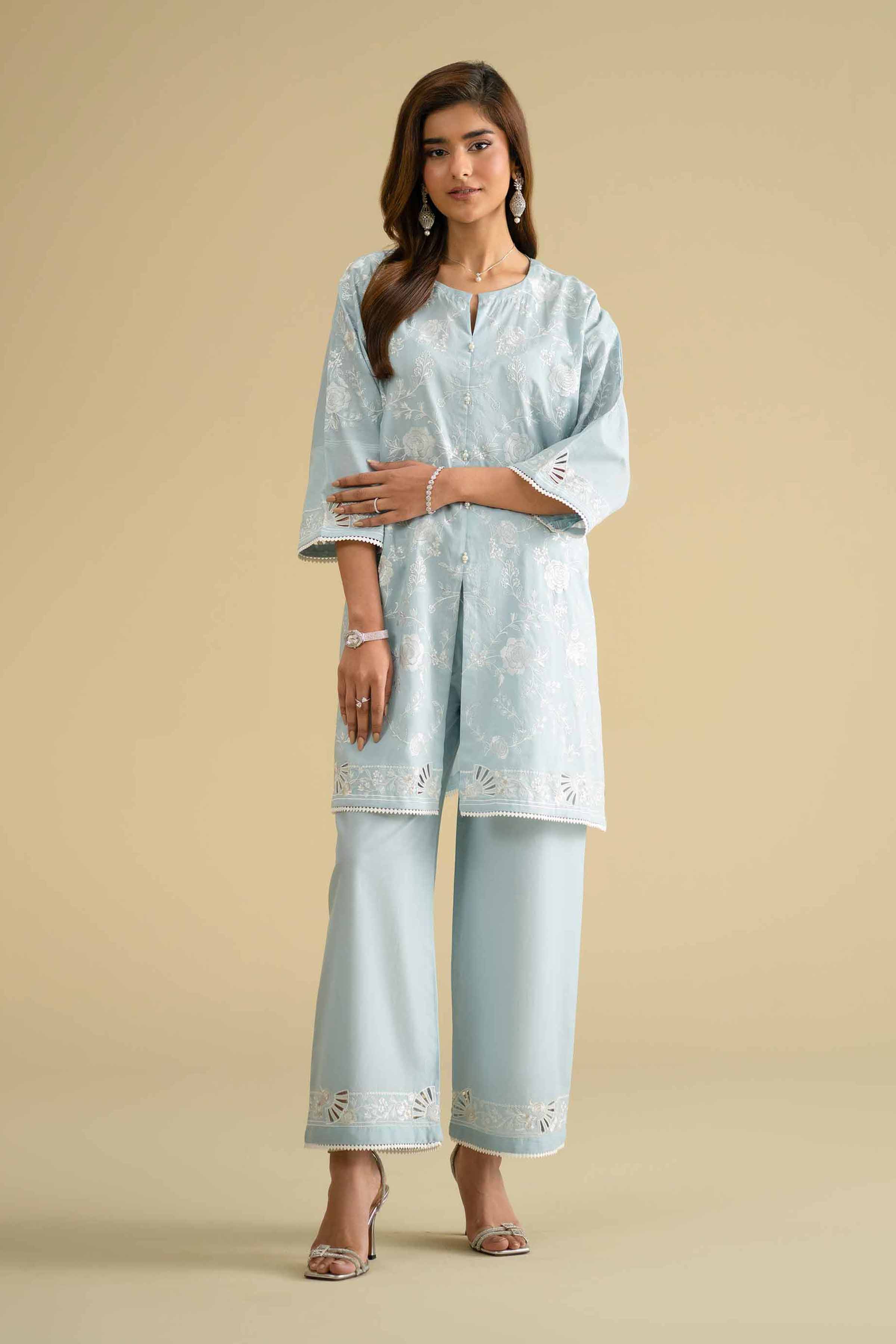 2 Piece - Embroidered Suit - KFE26-57 - Image 4