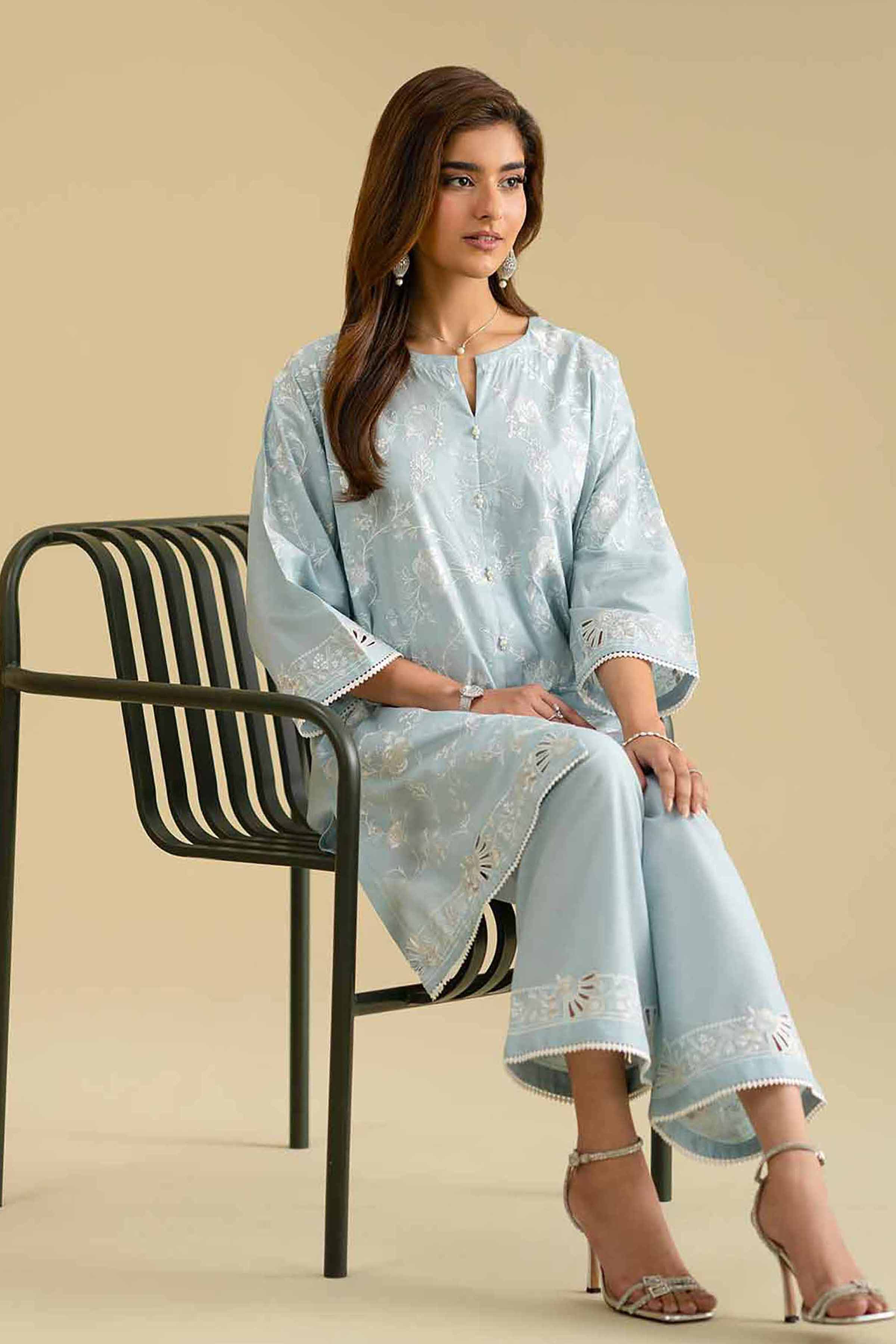 2 Piece - Embroidered Suit - KFE26-57 - Image 7