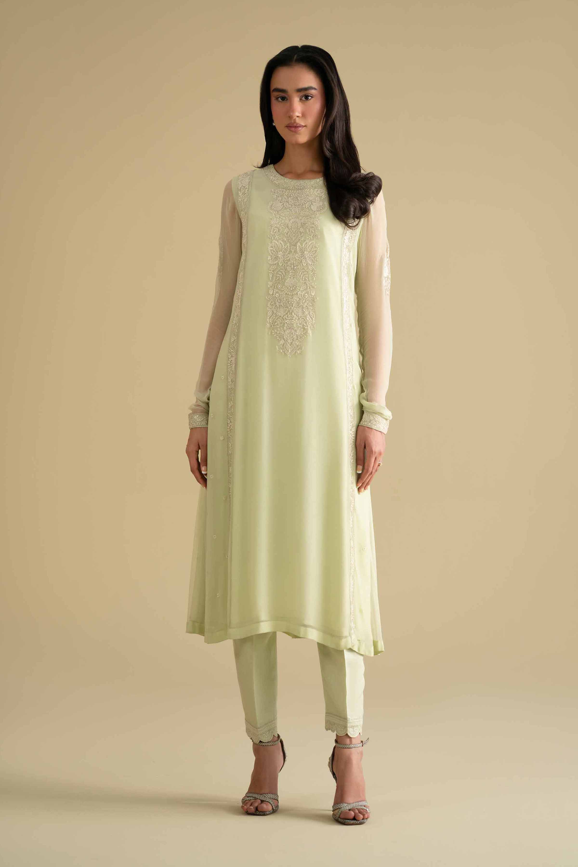 2 Piece - Embroidered Suit - KFE26-60 - Image 3