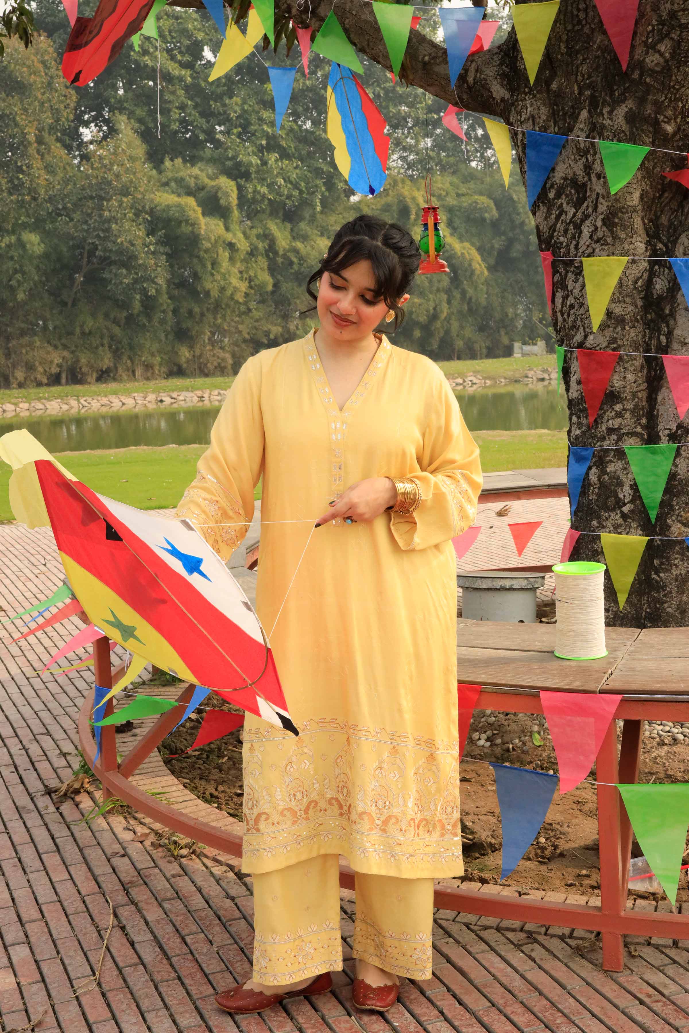 2 Piece - Embroidered Suit - KFE26-68 - Image 5
