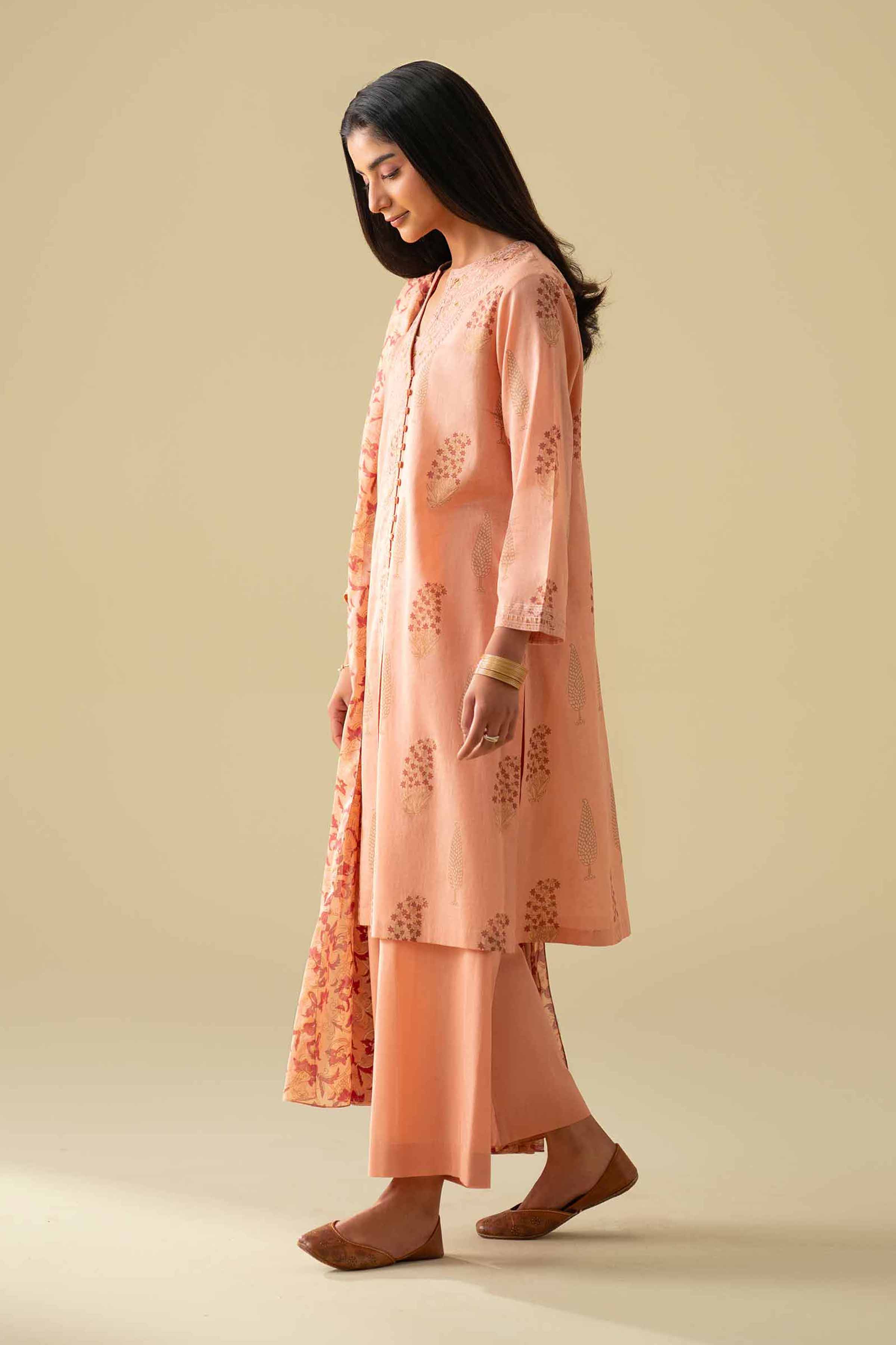 3 Piece - Printed Embroidered Suit - KFE26-77 - Image 4