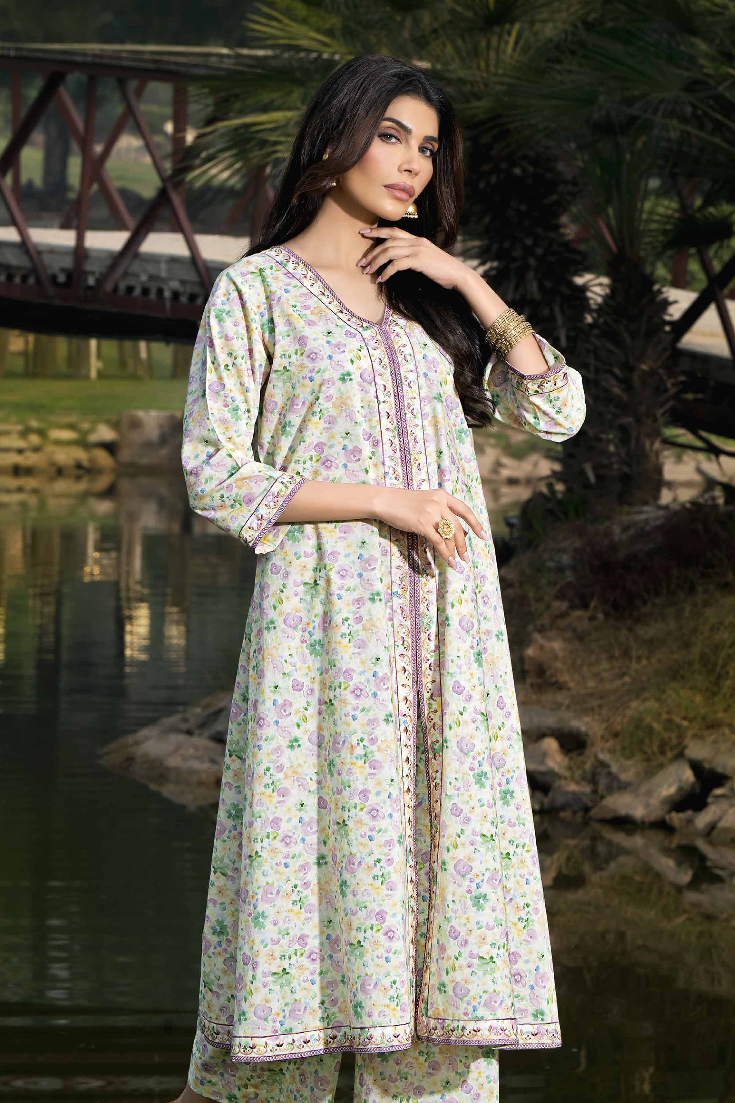 2 Piece - Printed Embroidered Suit - KFS24-39 - Image 2