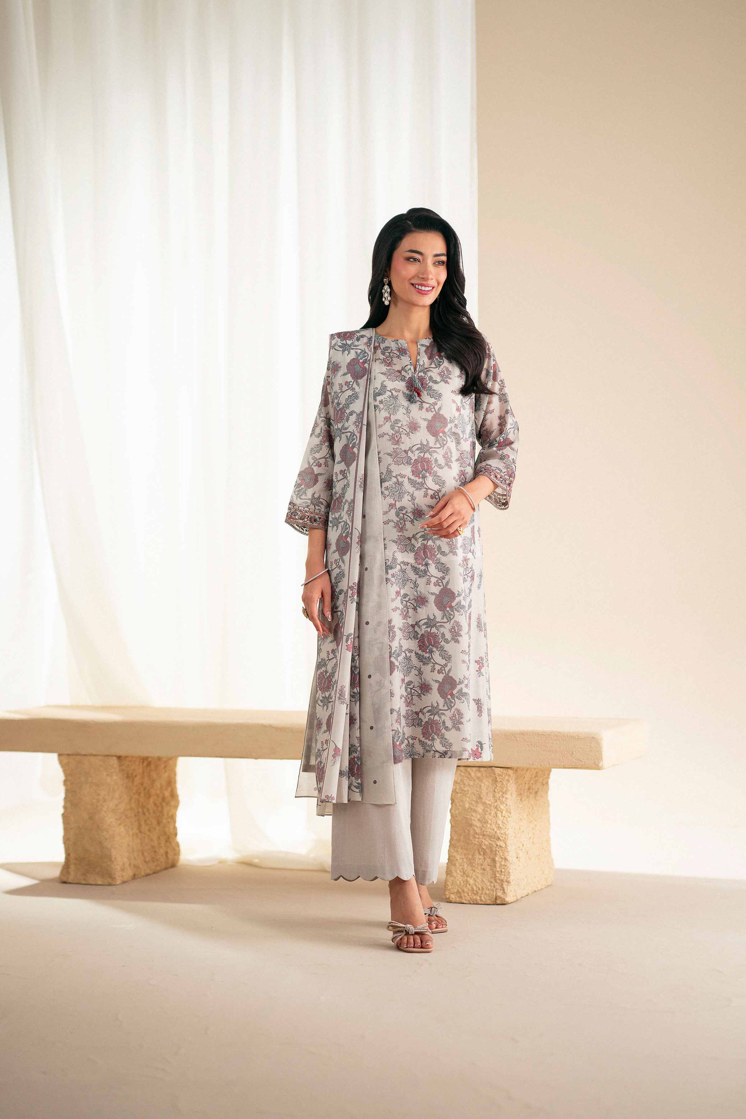 3 Piece - Printed Embroidered Suit - KFS25-115 - Image 4