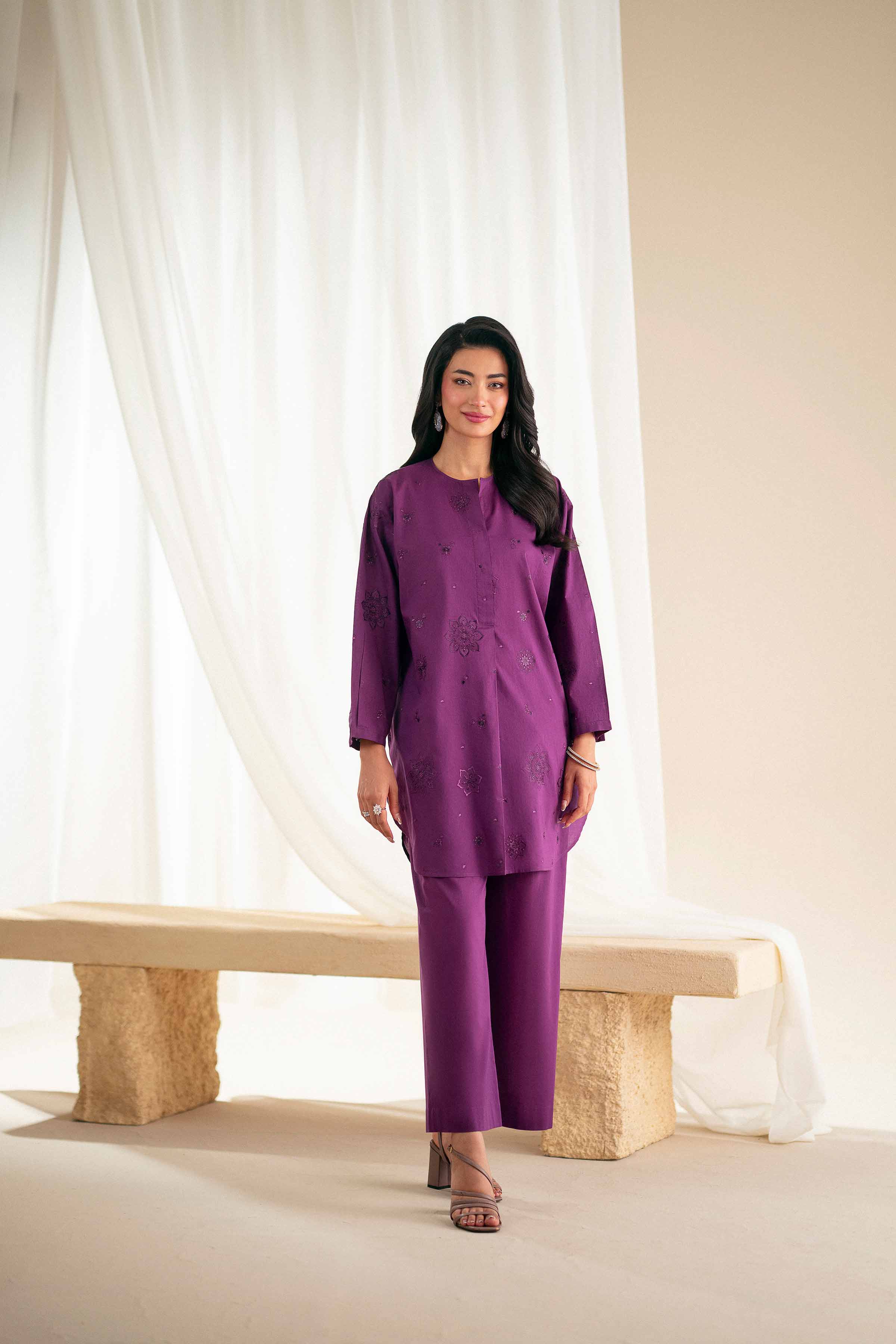 2 Piece - Printed Embroidered Suit - KFS25-119 - Image 4