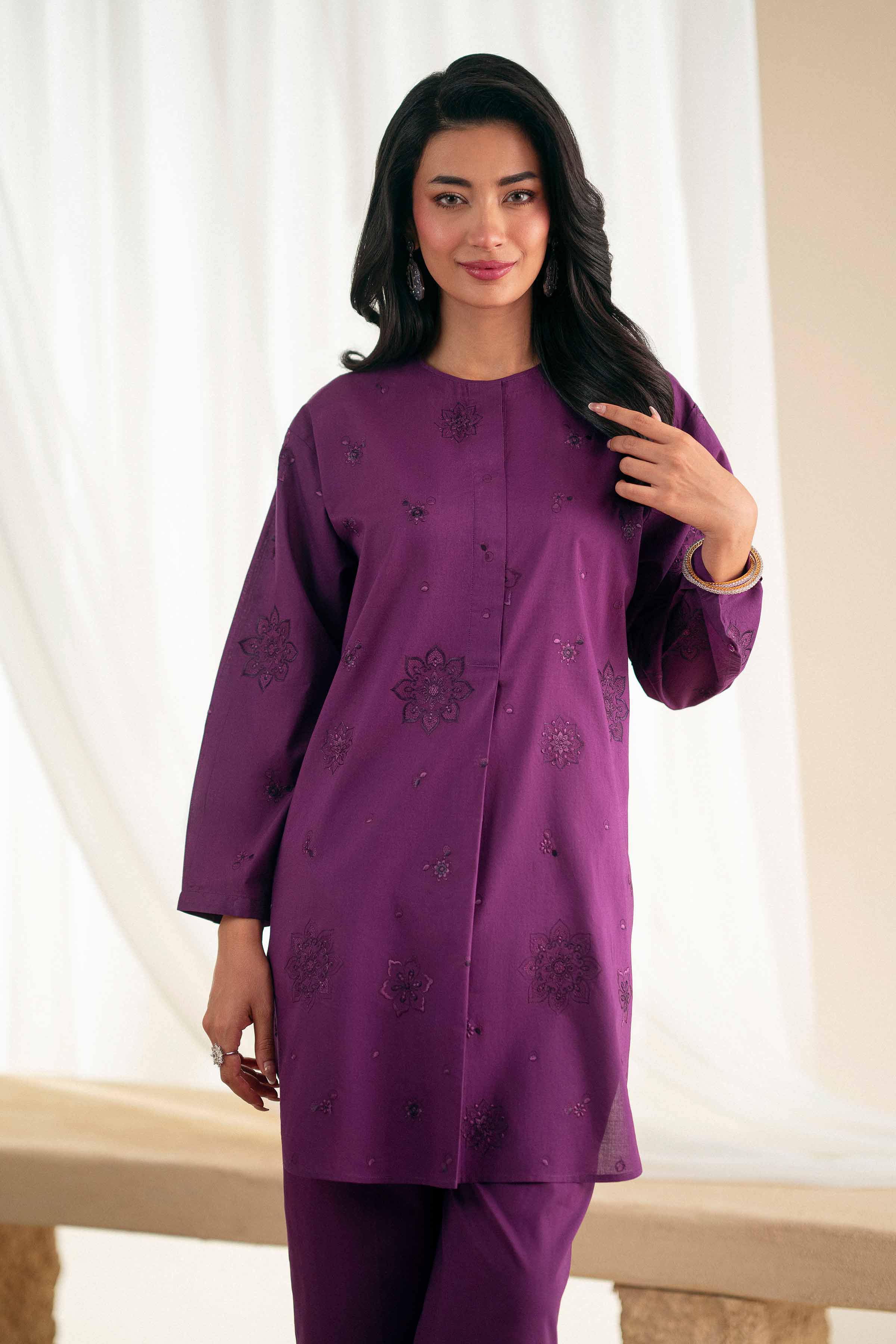 2 Piece - Printed Embroidered Suit - KFS25-119 - Image 5