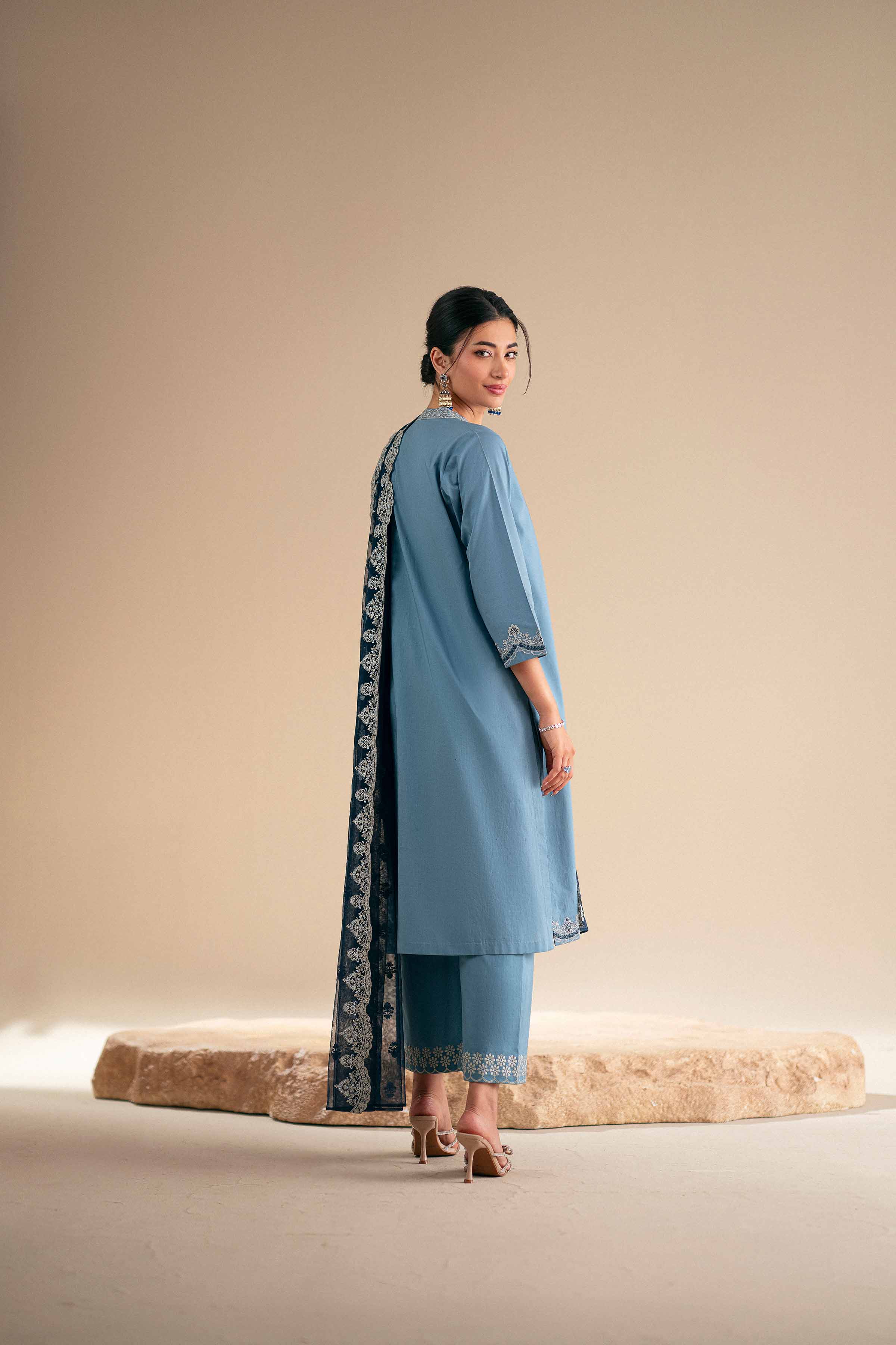 3 Piece - Embroidered Suit - KFS25-122 - Image 3