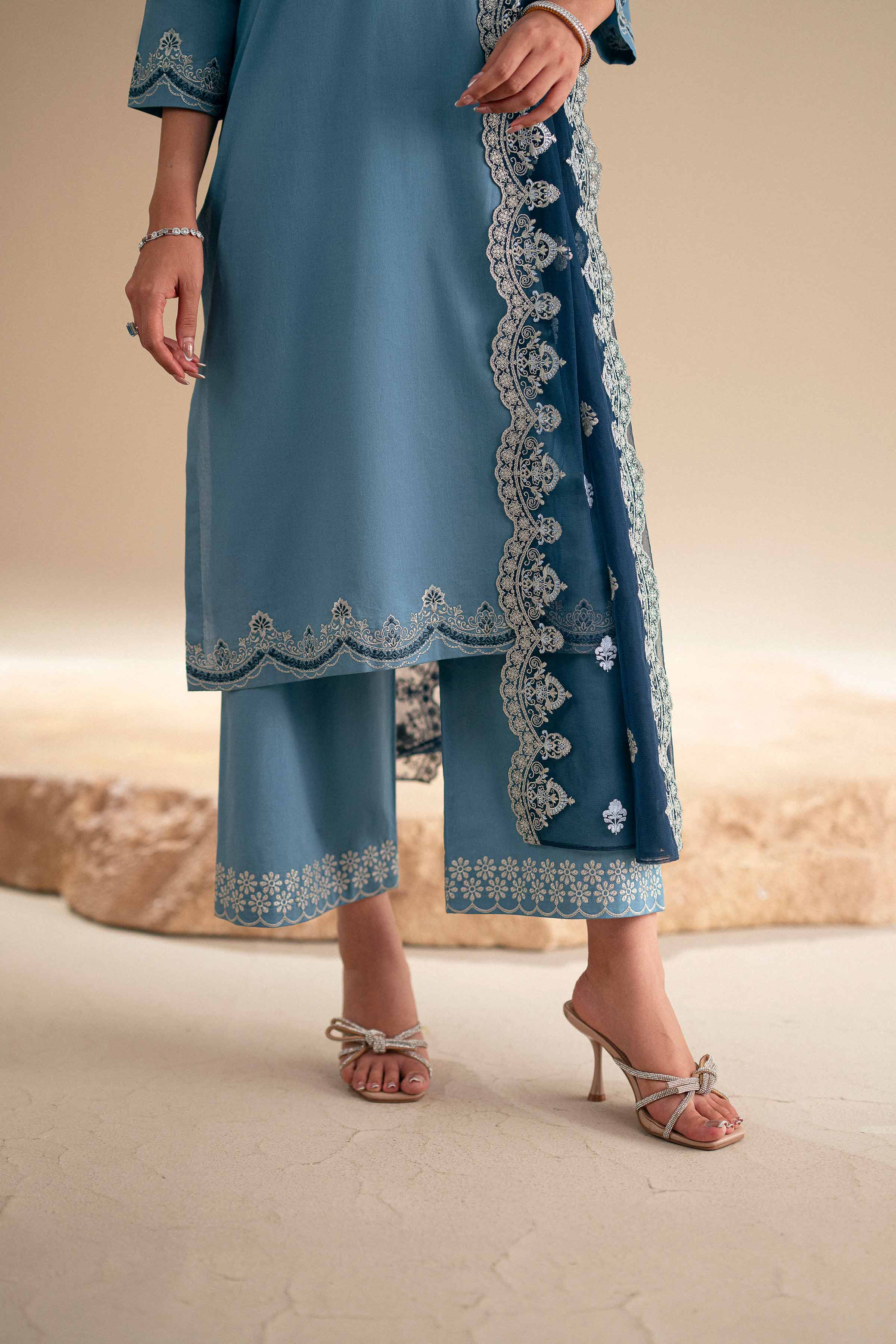 3 Piece - Embroidered Suit - KFS25-122 - Image 8