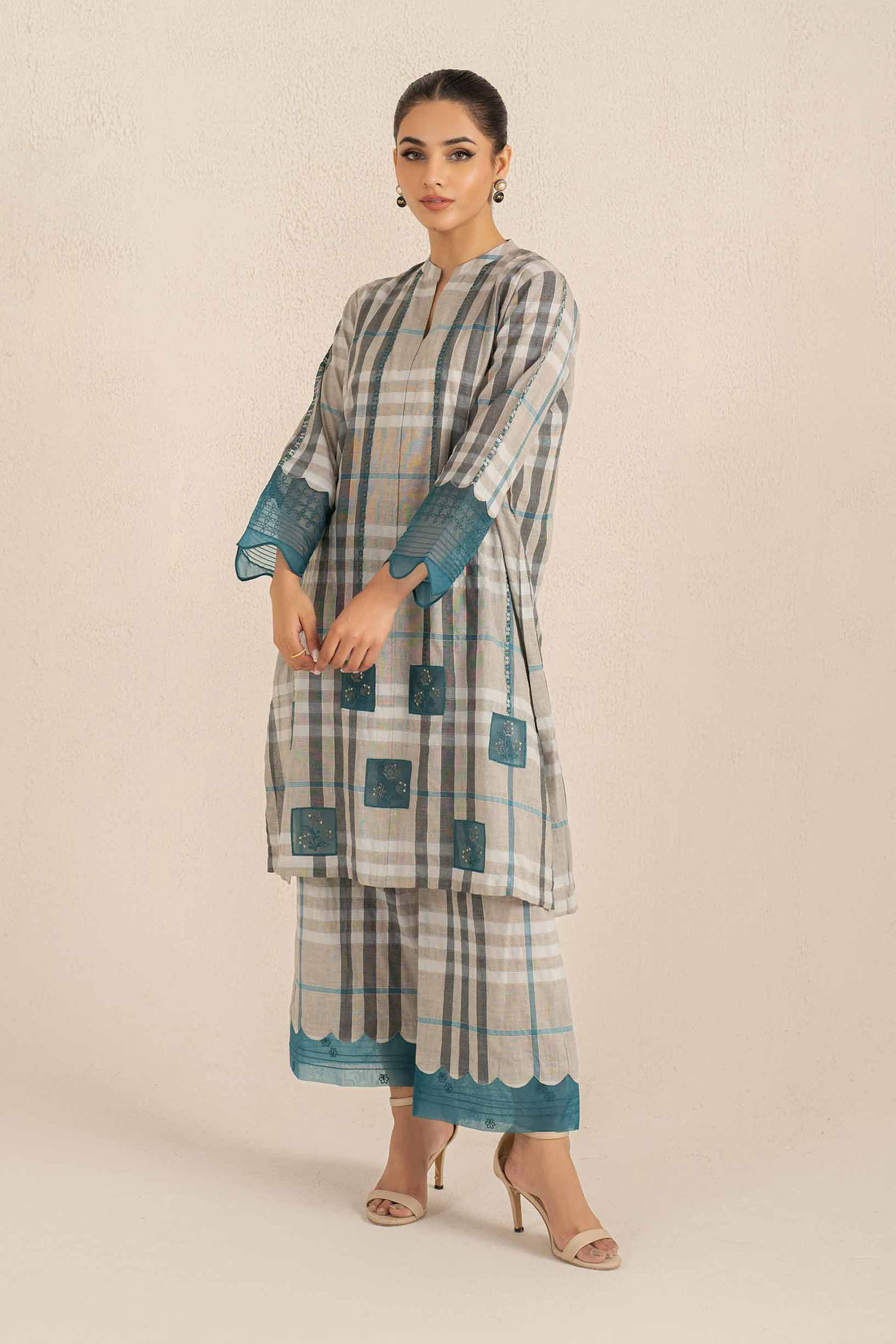 2 Piece - Printed Embroidered Suit - KFS25-23 - Image 2