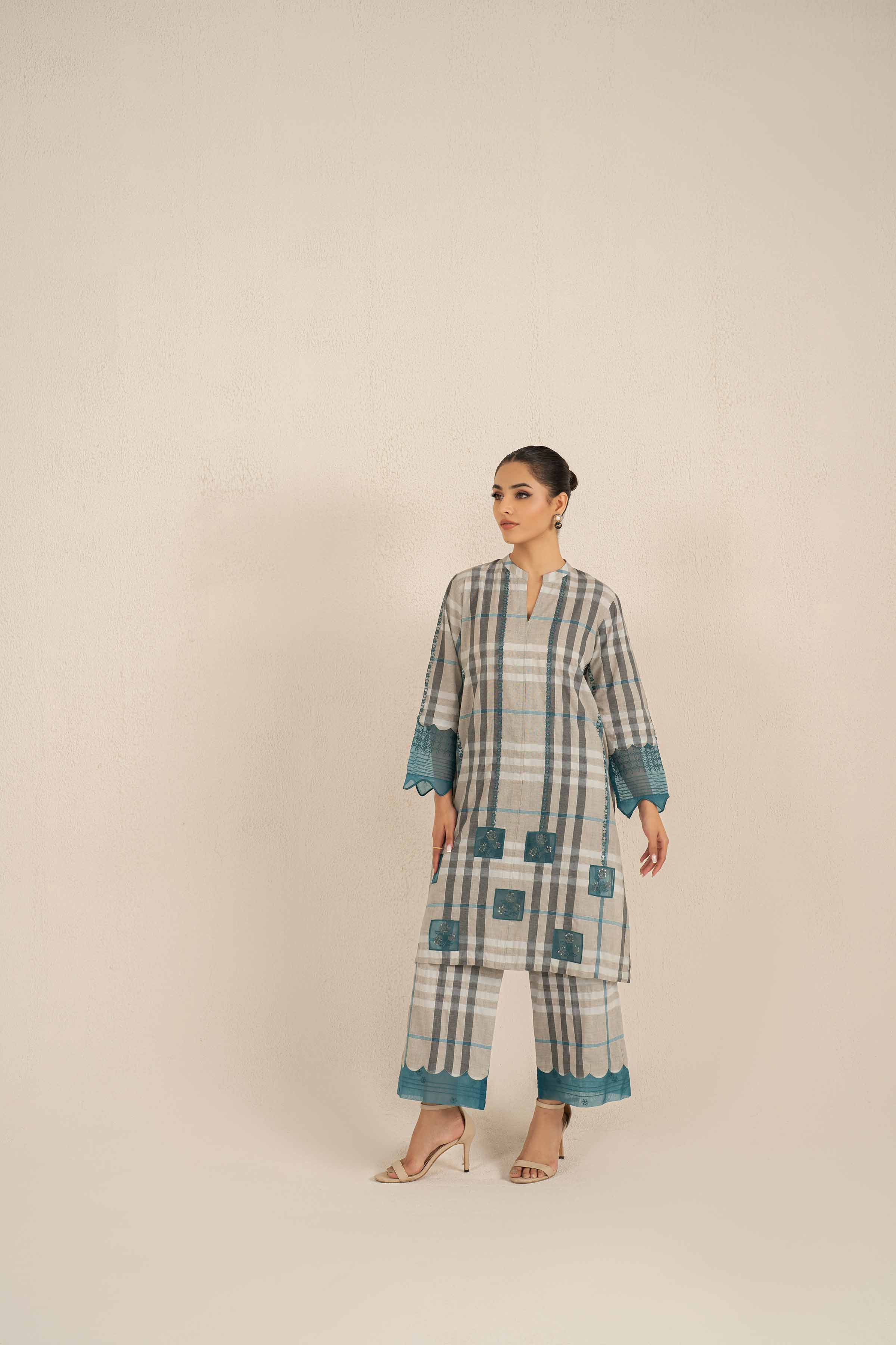 2 Piece - Printed Embroidered Suit - KFS25-23 - Image 4