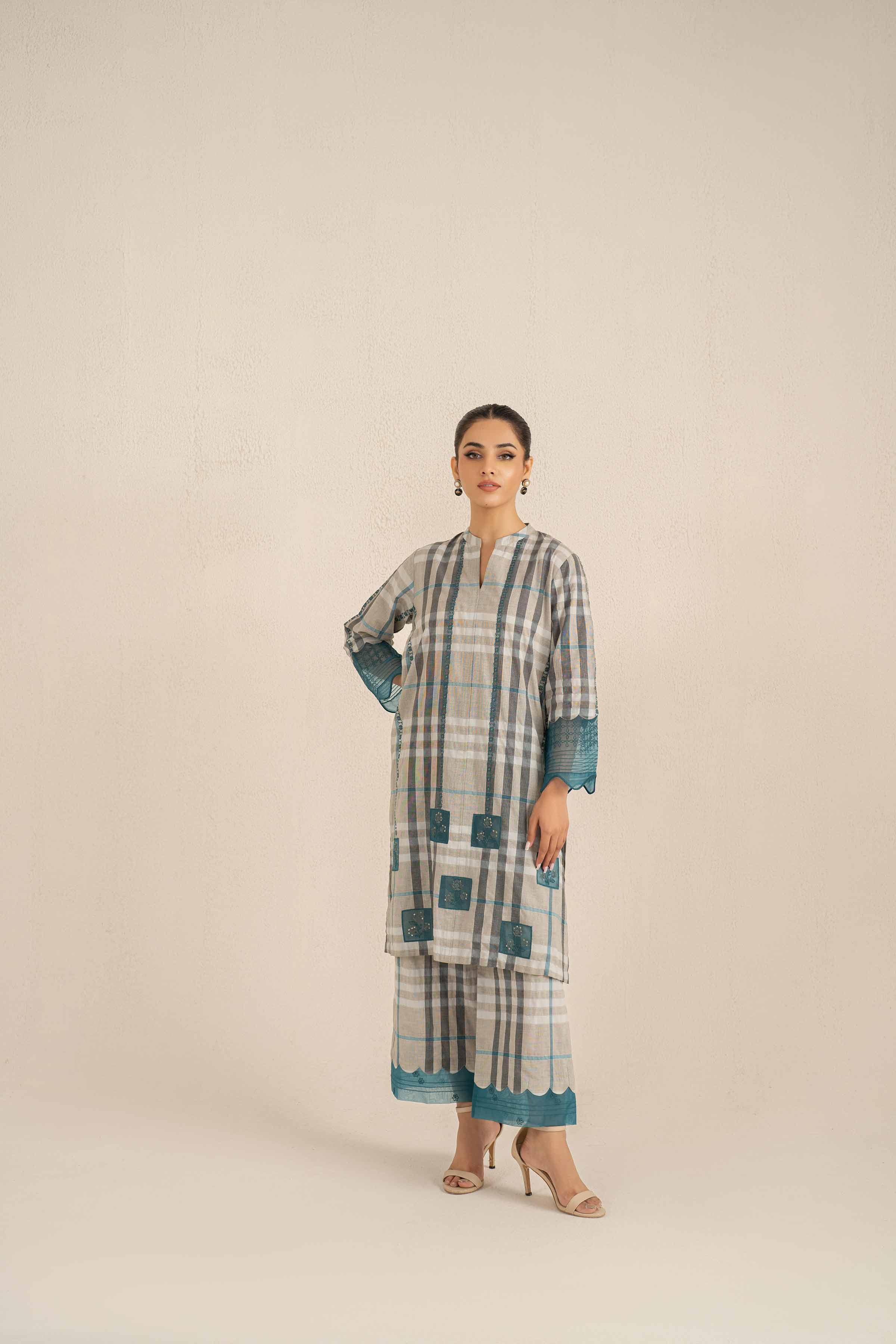 2 Piece - Printed Embroidered Suit - KFS25-23 - Image 5