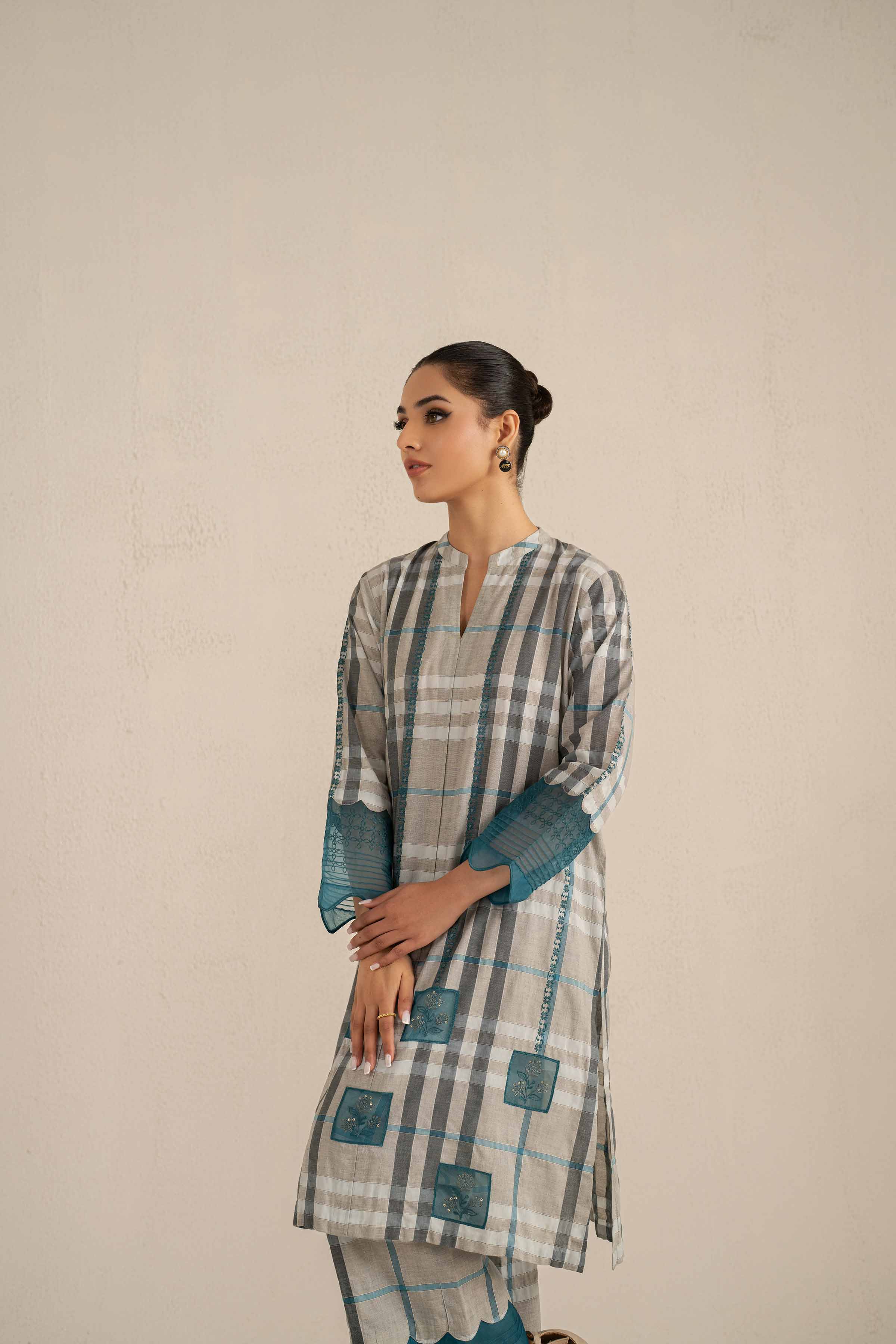 2 Piece - Printed Embroidered Suit - KFS25-23 - Image 6
