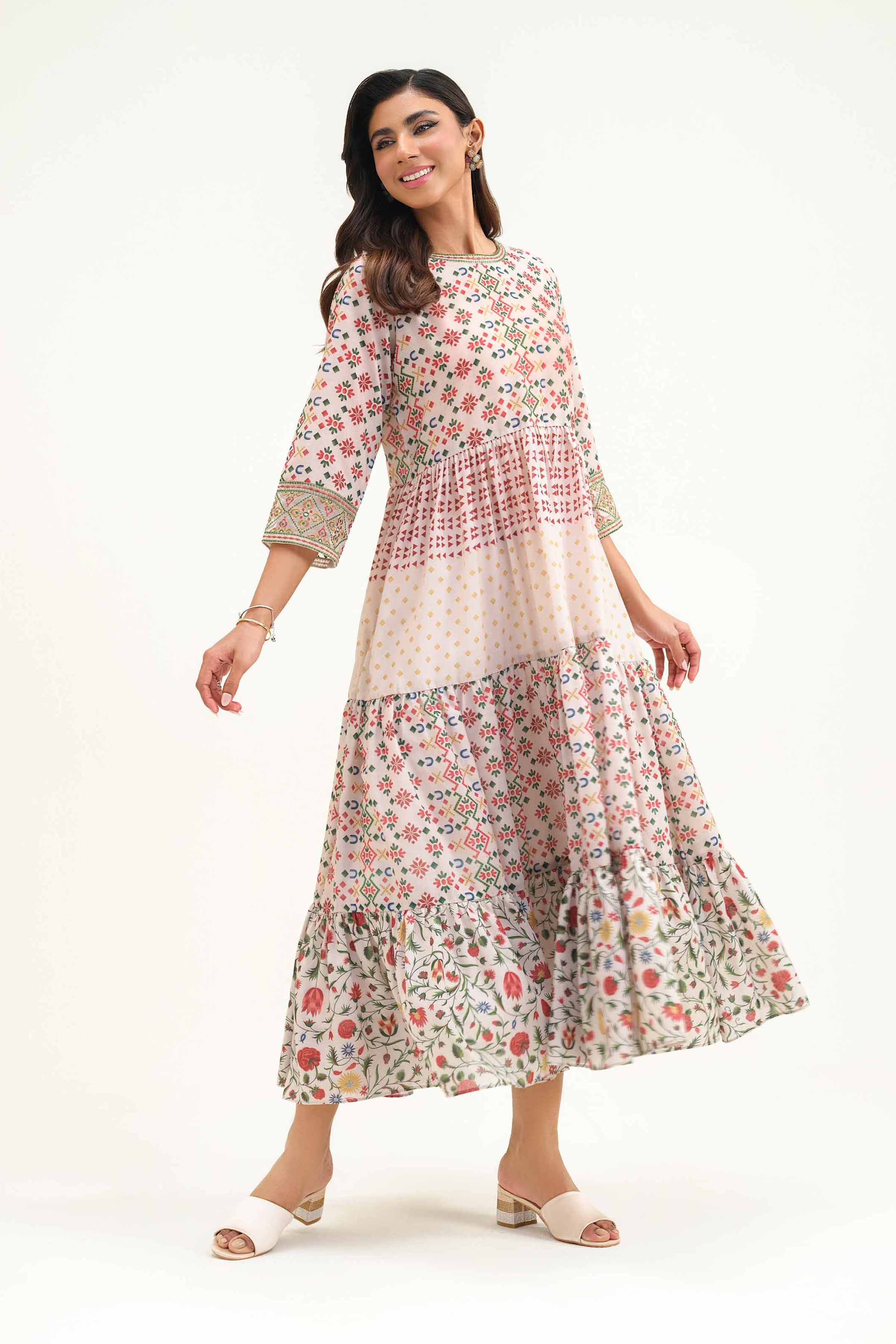 Printed Embroidered Dress - KFS25-40 - Image 2