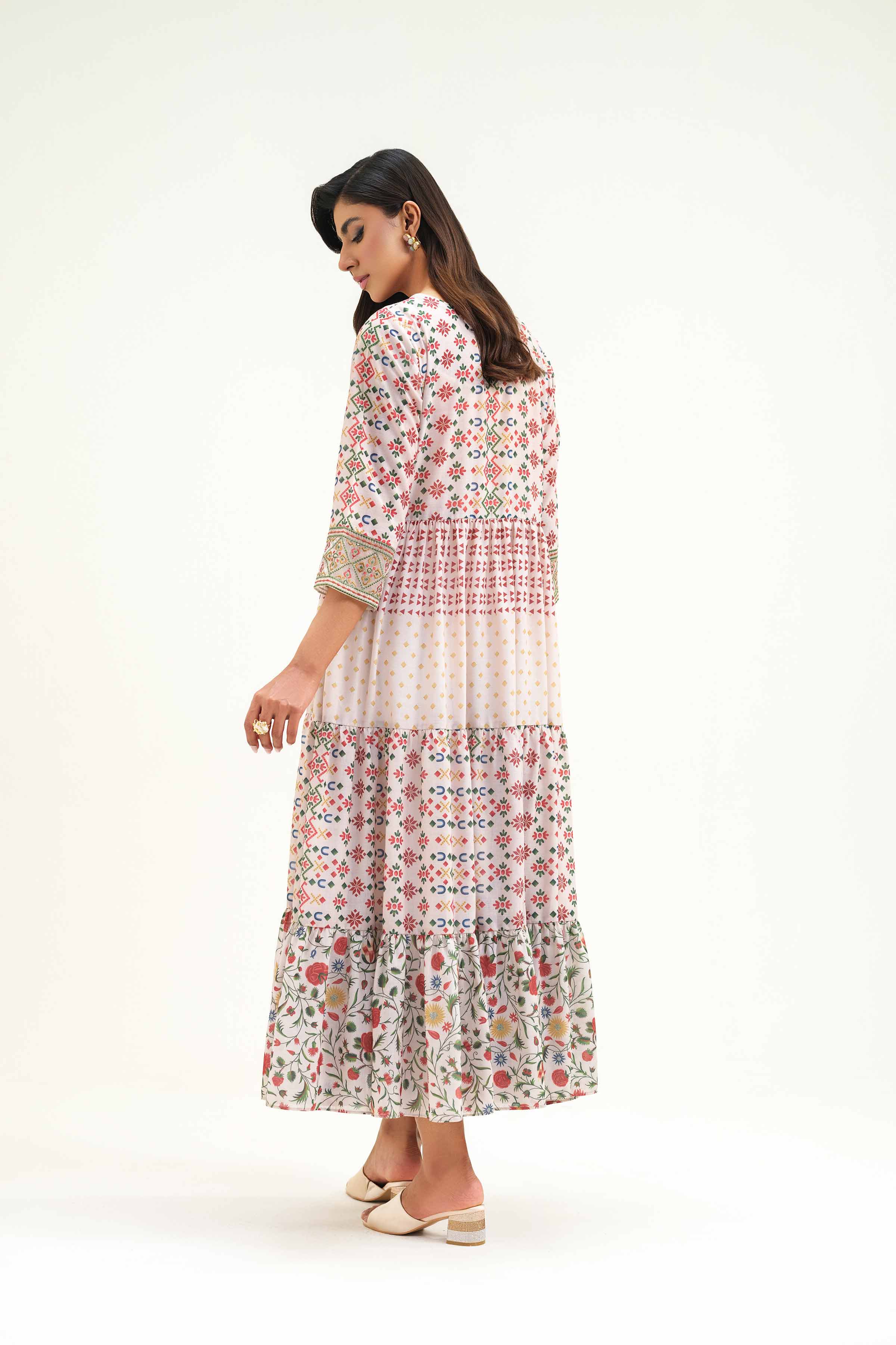 Printed Embroidered Dress - KFS25-40 - Image 3