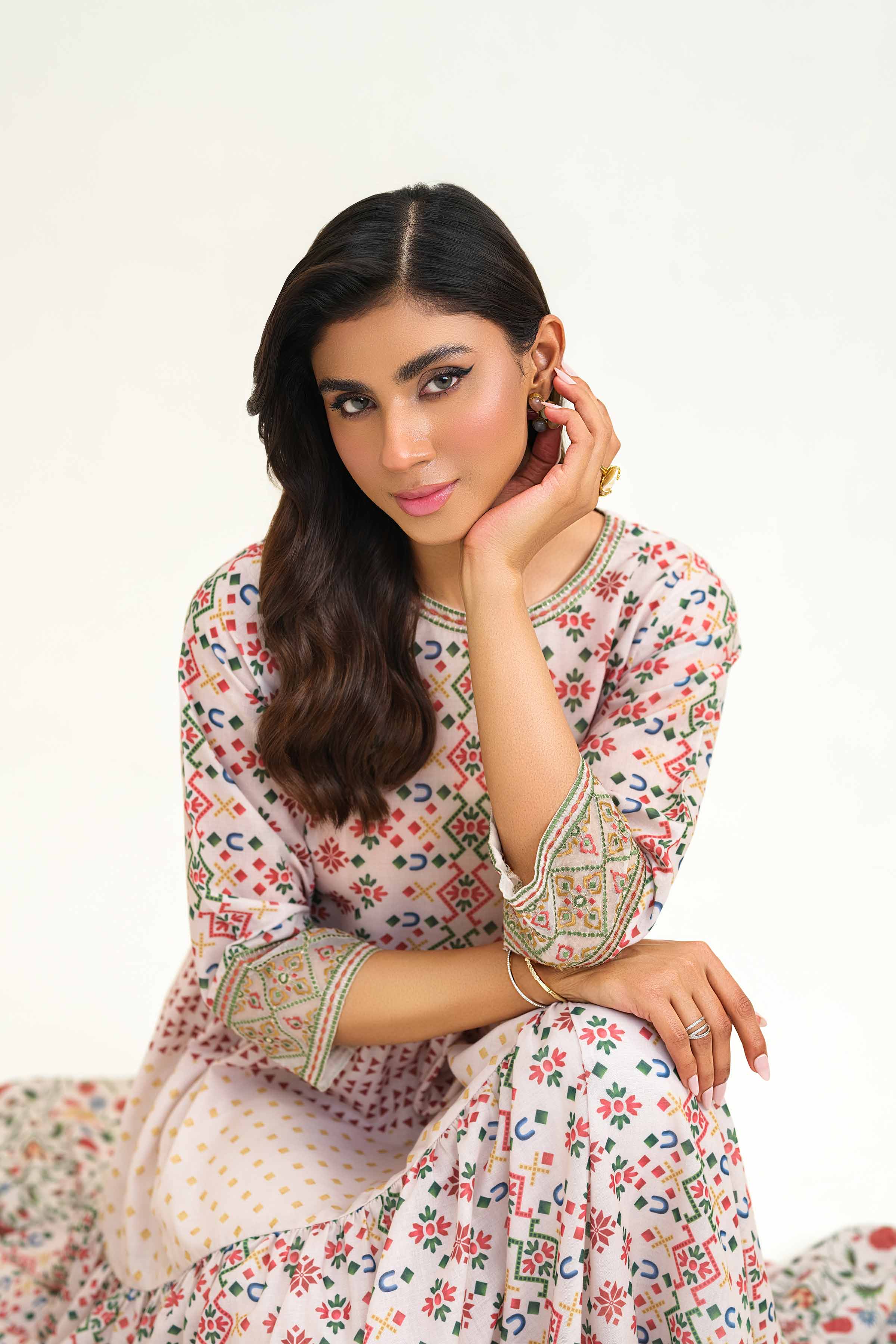 Printed Embroidered Dress - KFS25-40 - Image 5