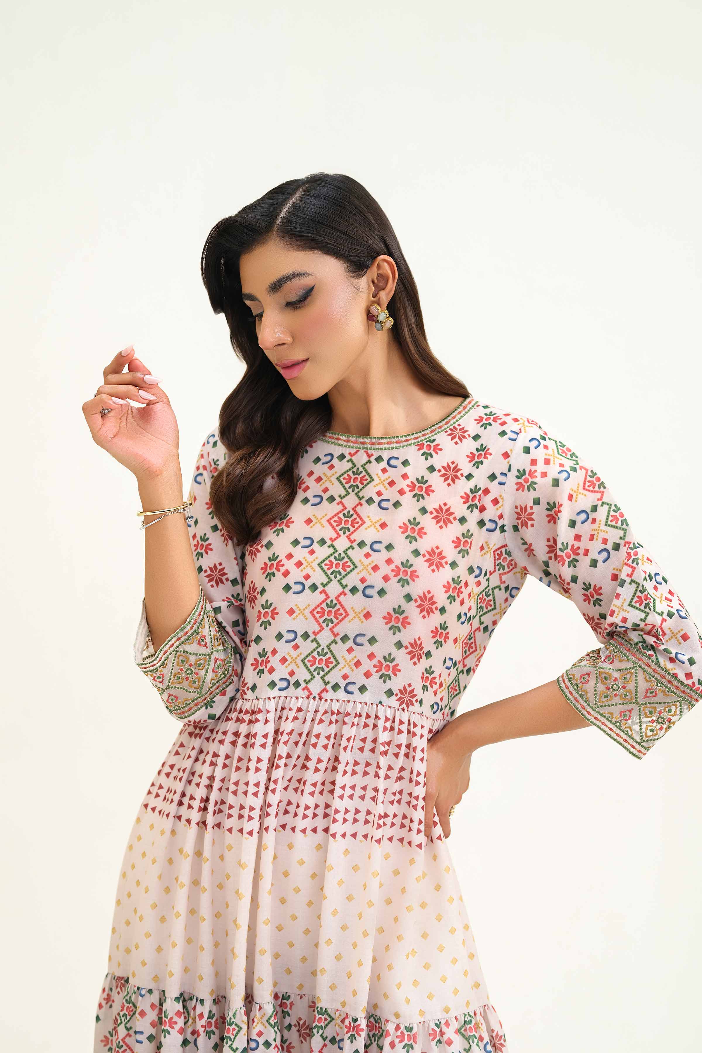 Printed Embroidered Dress - KFS25-40 - Image 6