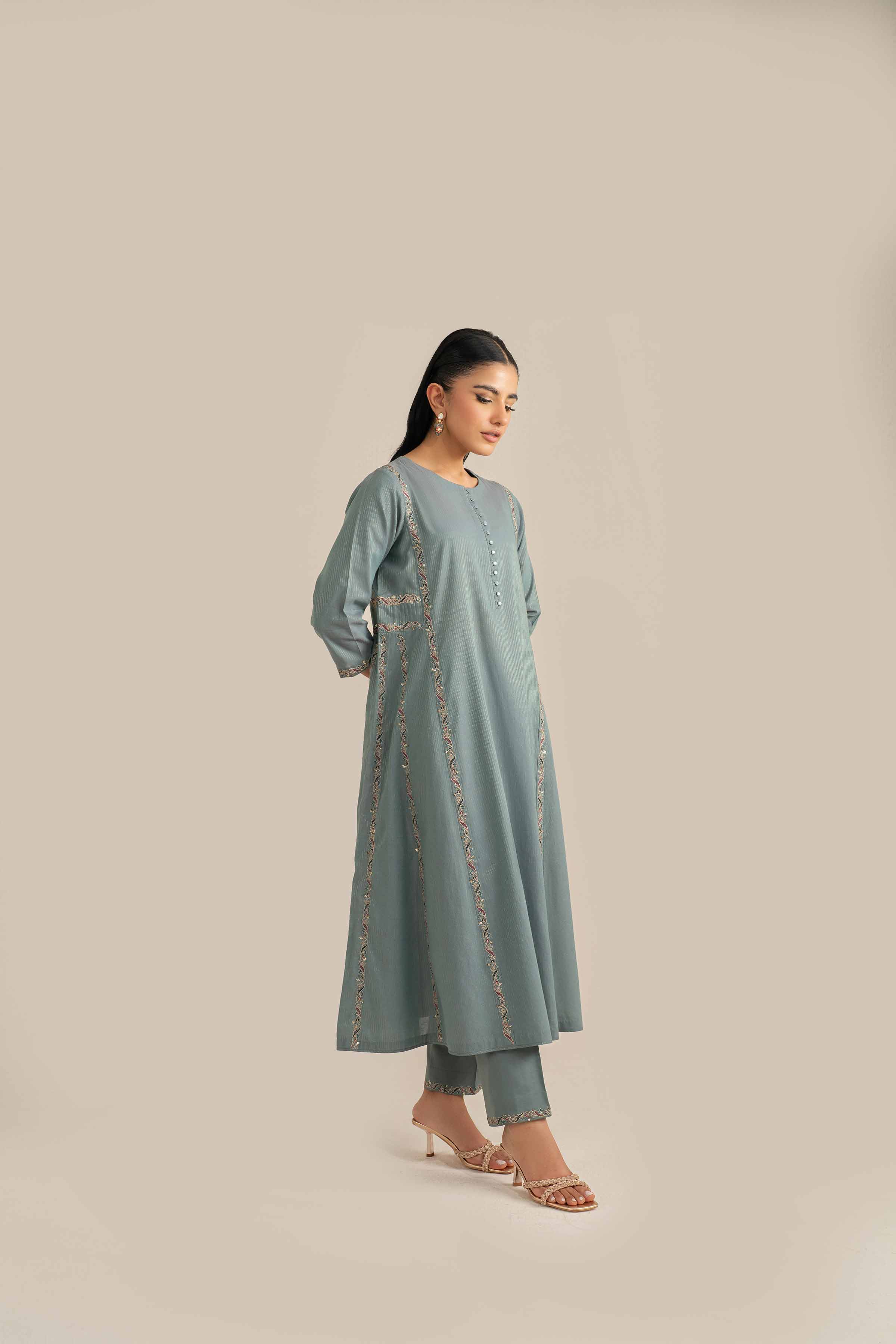 2 Piece - Embroidered Suit - KFS25-43 - Image 3