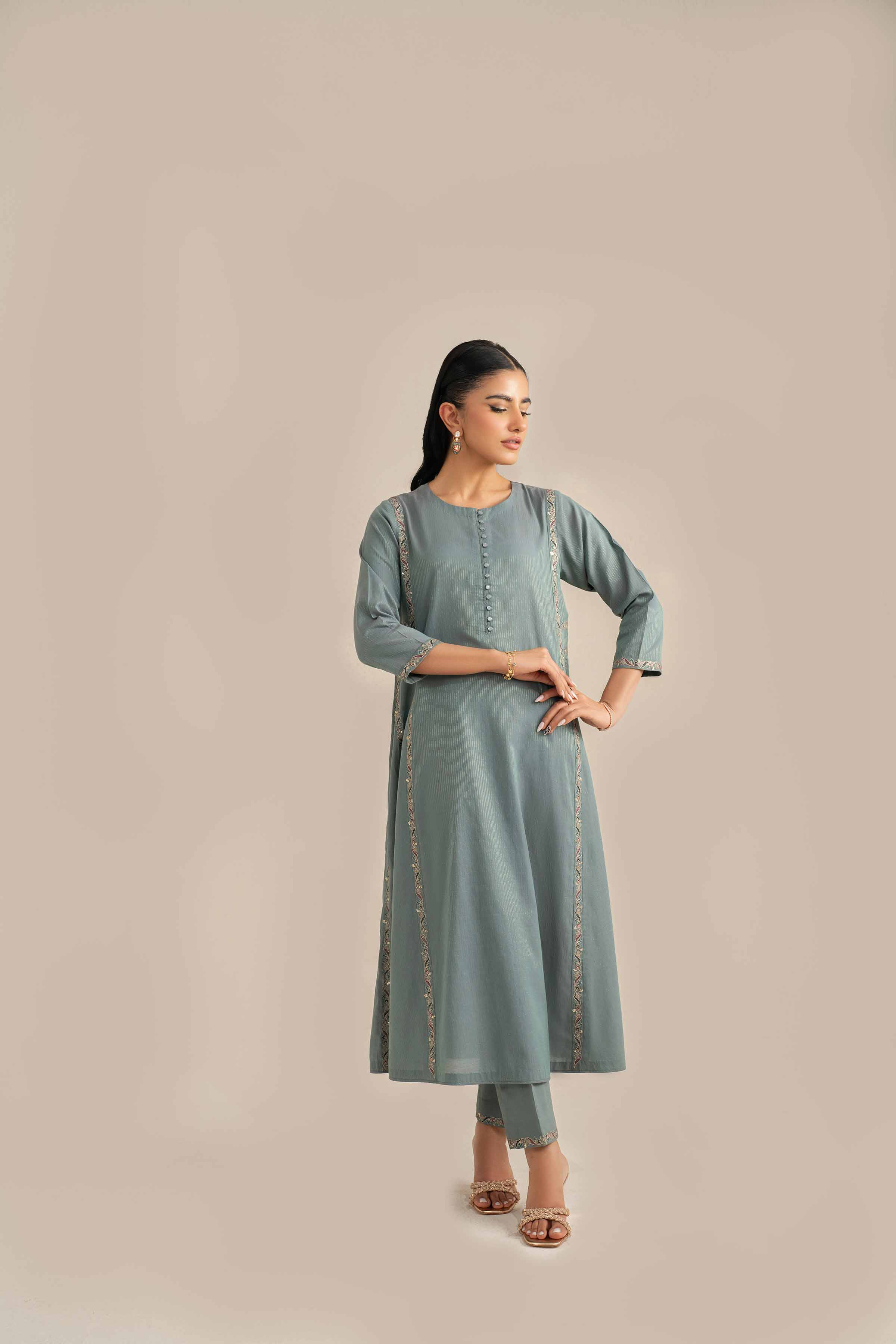 2 Piece - Embroidered Suit - KFS25-43 - Image 5