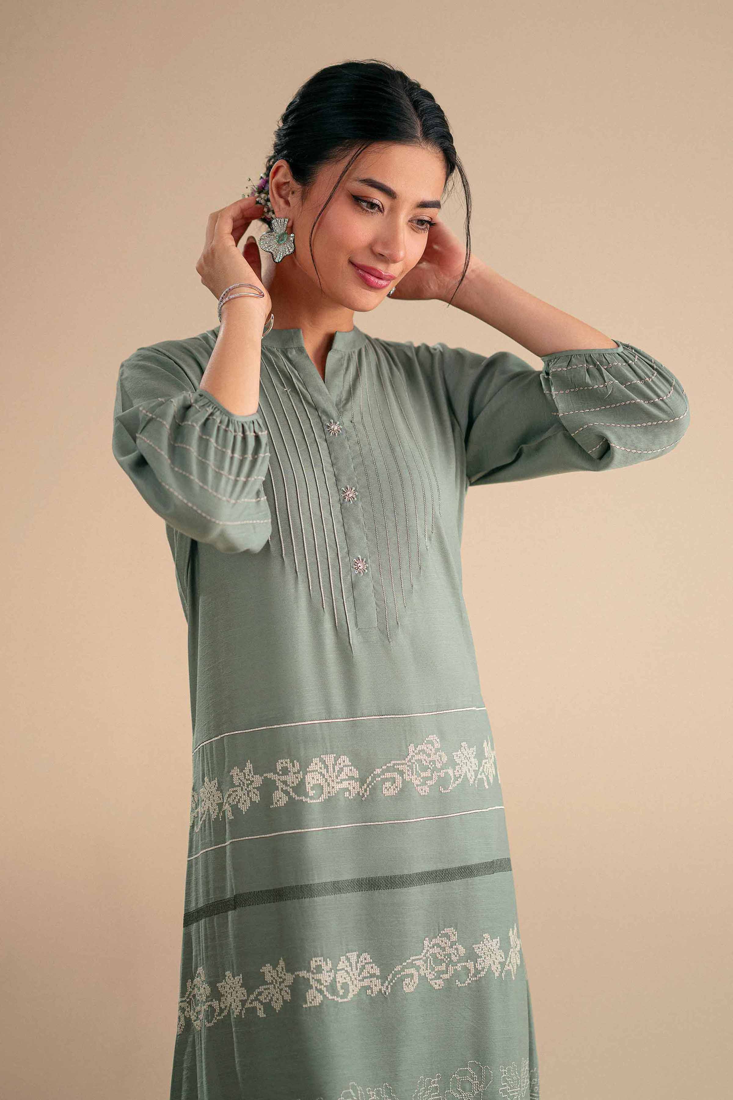 2 Piece - Embroidered Suit - KFS25-90 - Image 2
