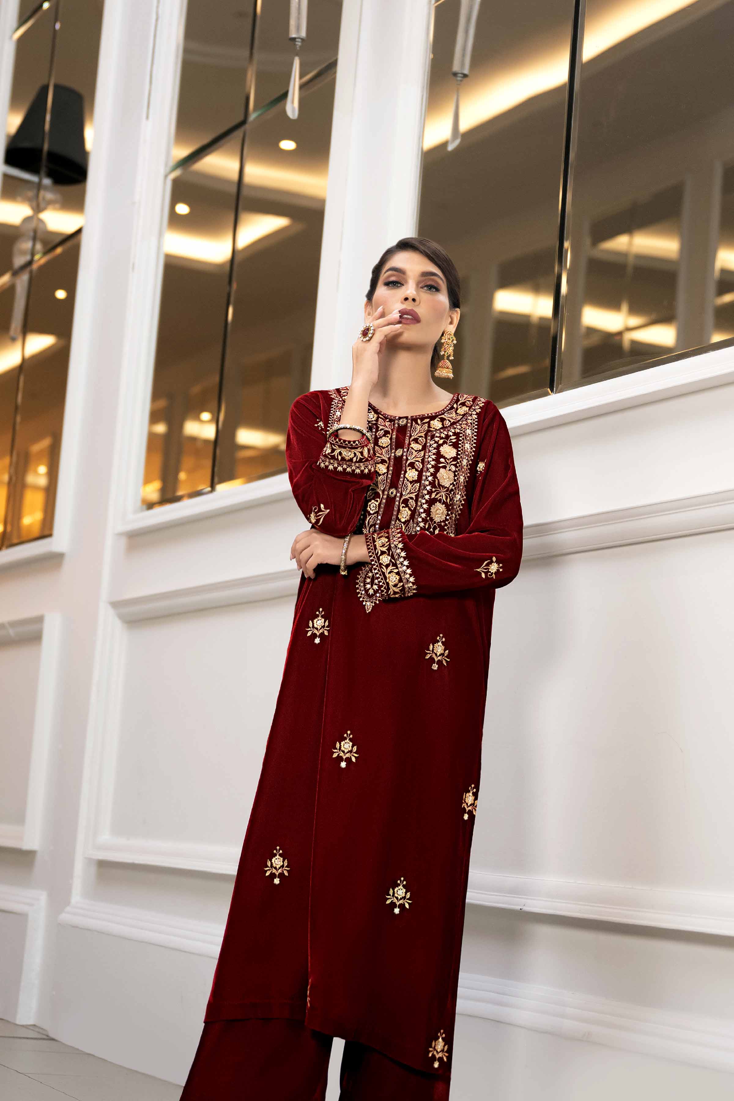 2 Piece - Embroidered Suit - KFW23-22 - Image 2