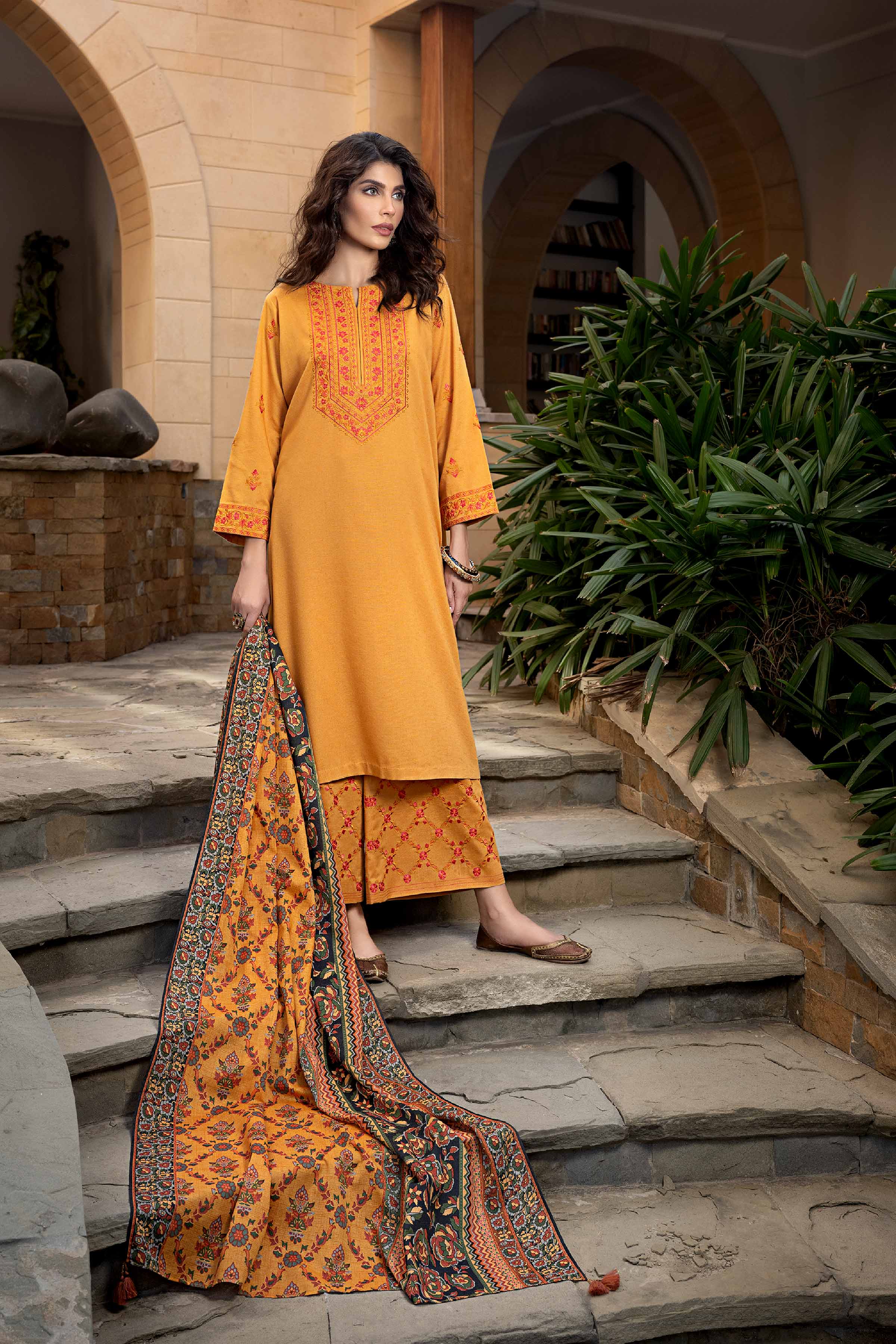 3 Piece - Printed Embroidered Suit - KFW23-72