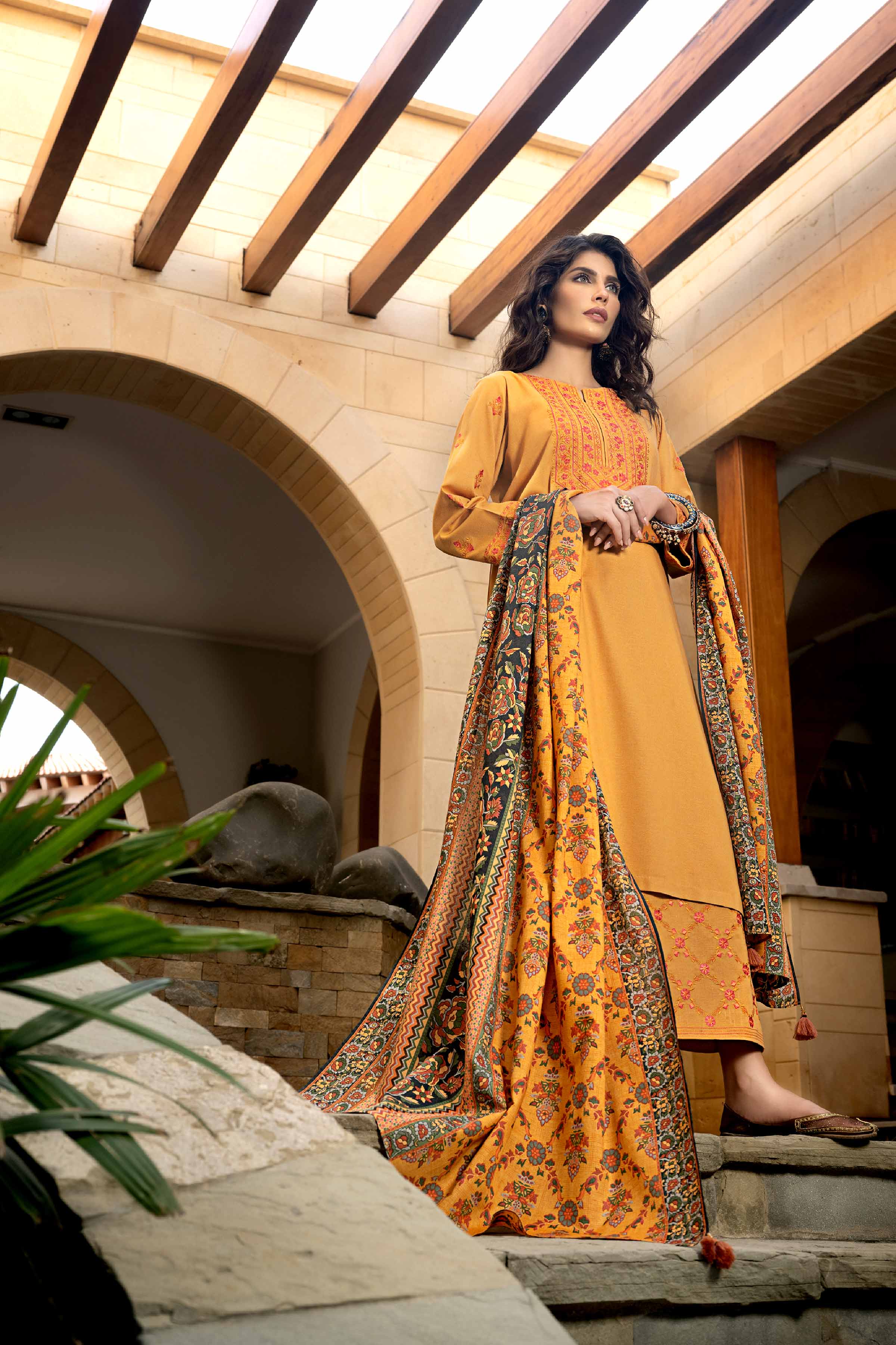 3 Piece - Printed Embroidered Suit - KFW23-72 - Image 2