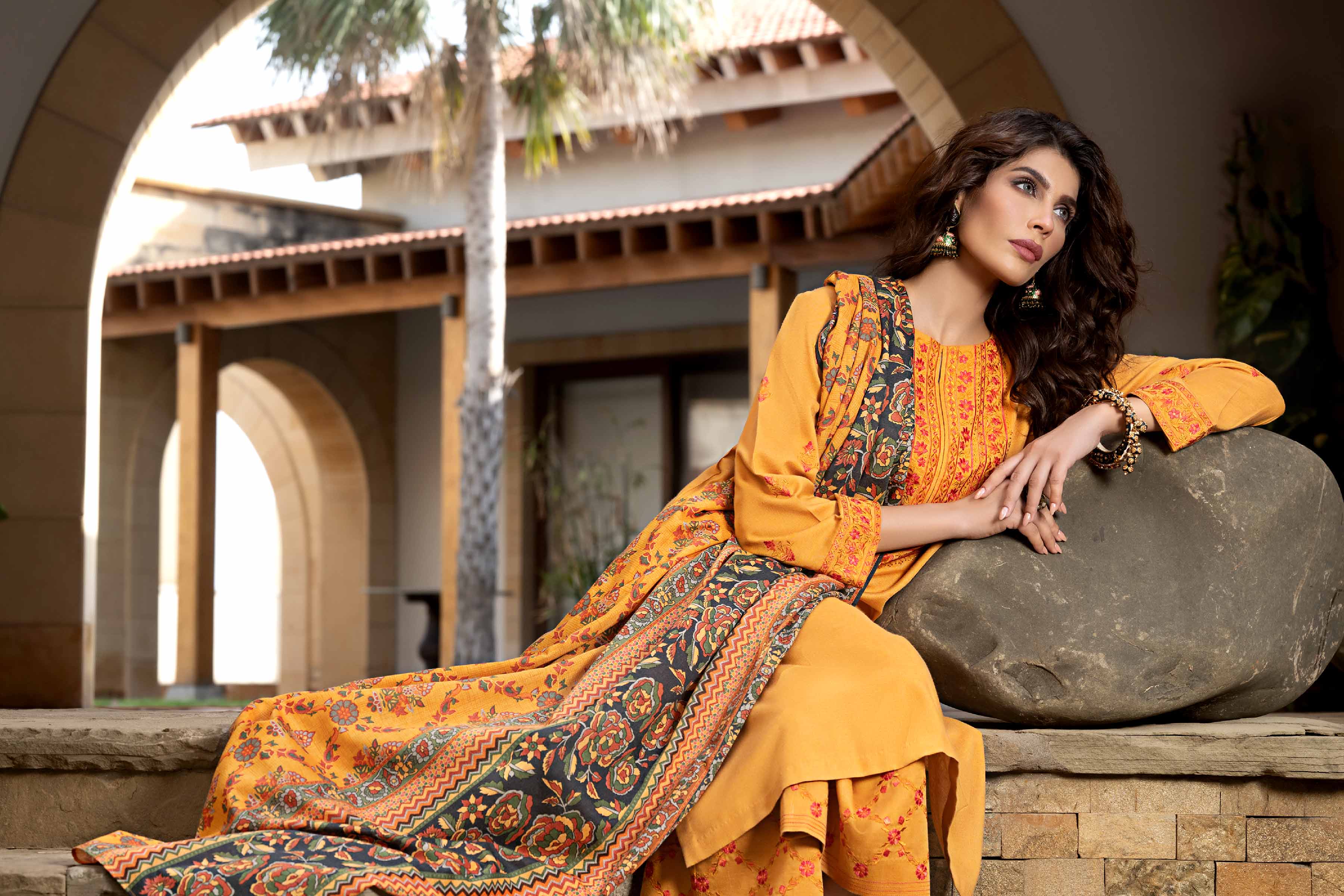 3 Piece - Printed Embroidered Suit - KFW23-72 - Image 3