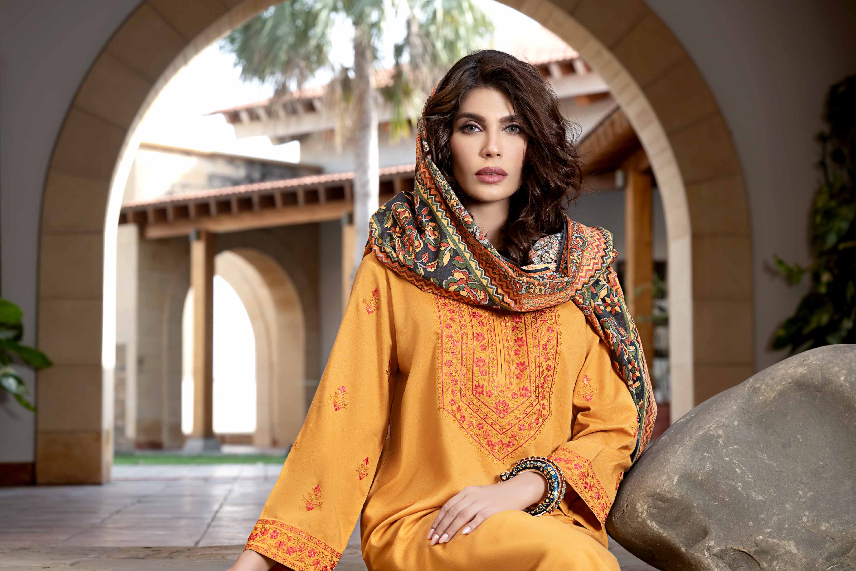 3 Piece - Printed Embroidered Suit - KFW23-72 - Image 4