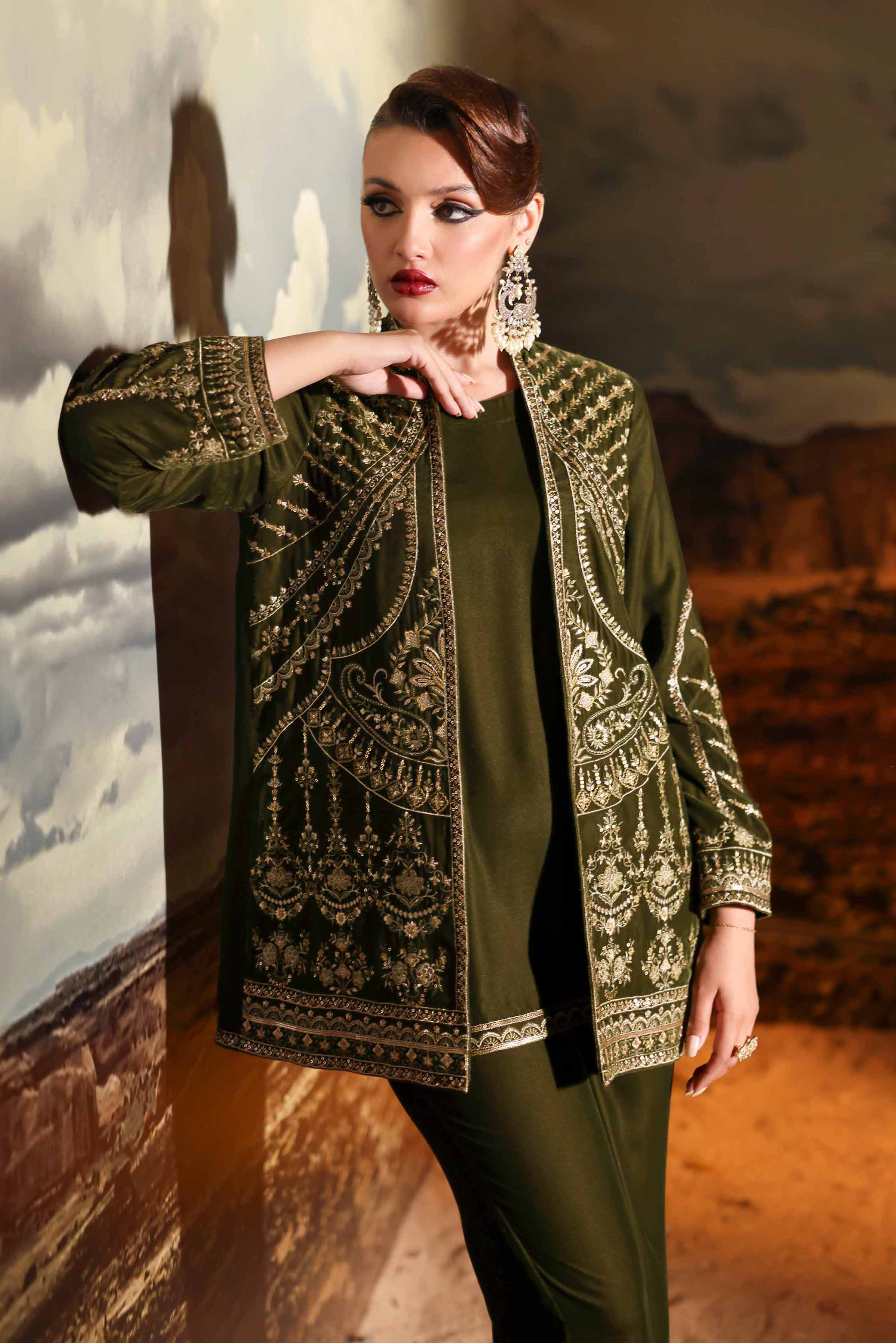 3 Piece - Embroidered Suit - KFW24-08 - Image 2