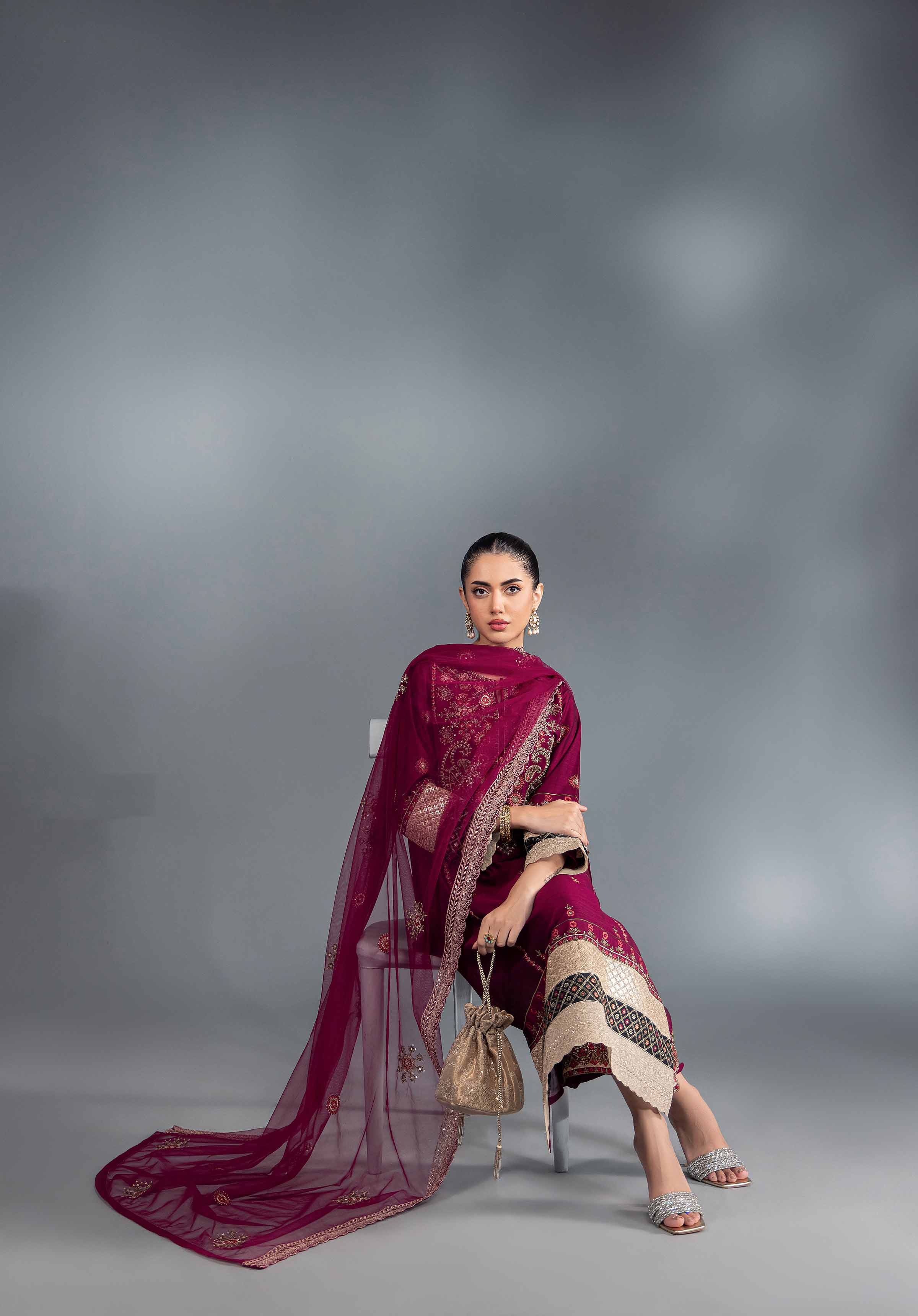 3 Piece - Embroidered Suit - KFW24-41 - Image 4