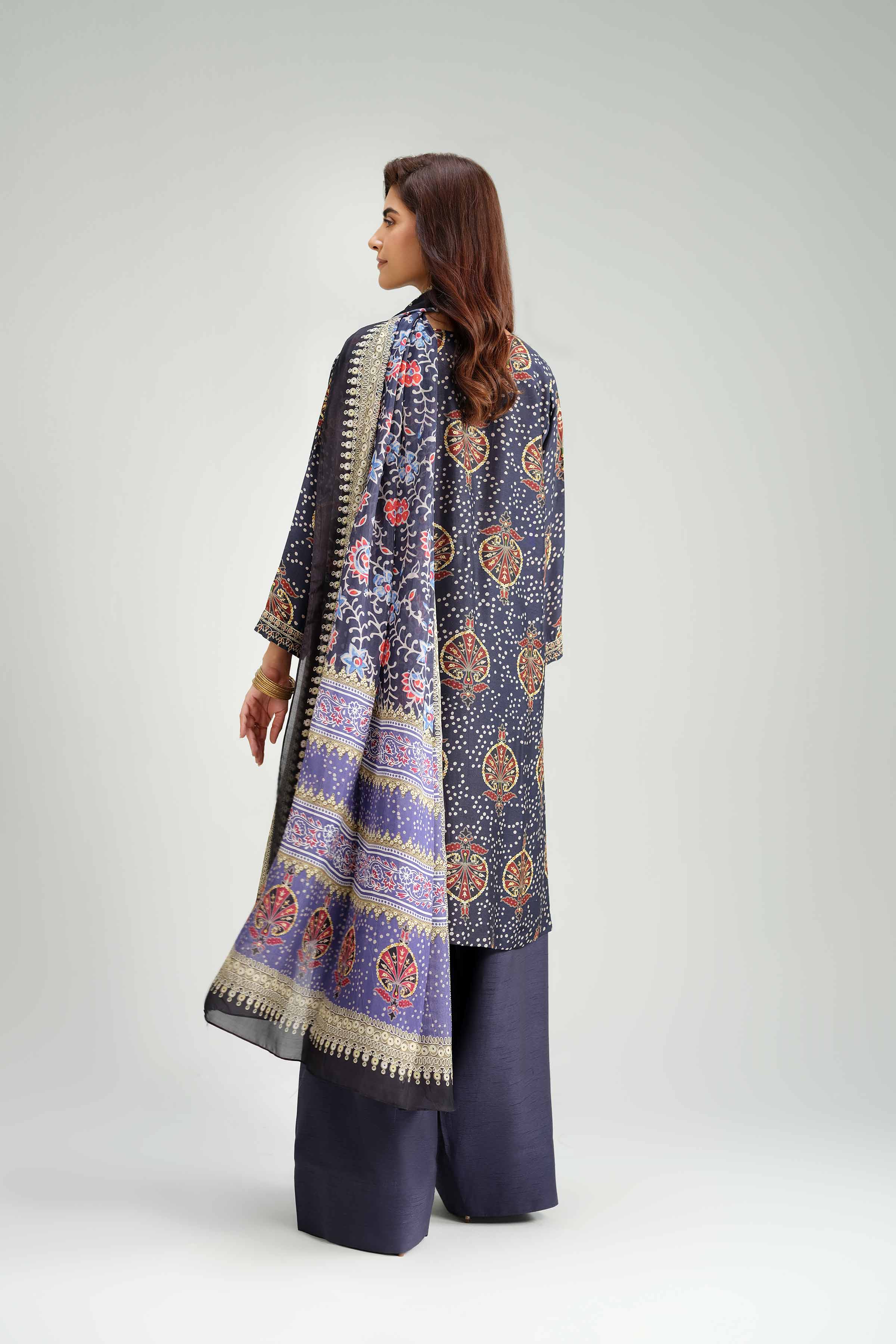 3 Piece - Printed Embroidered Suit - KFW25-81 - Image 3