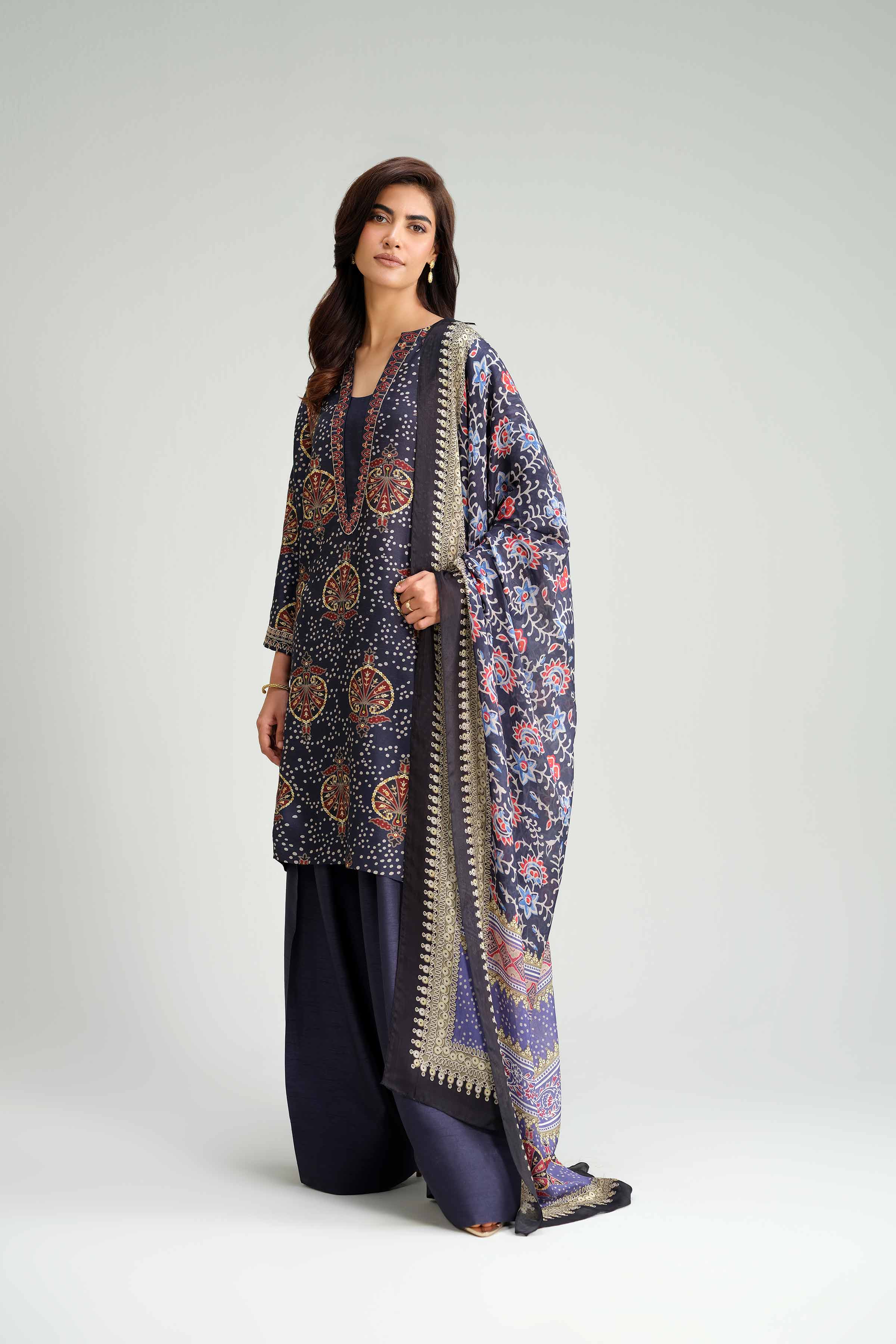 3 Piece - Printed Embroidered Suit - KFW25-81 - Image 6