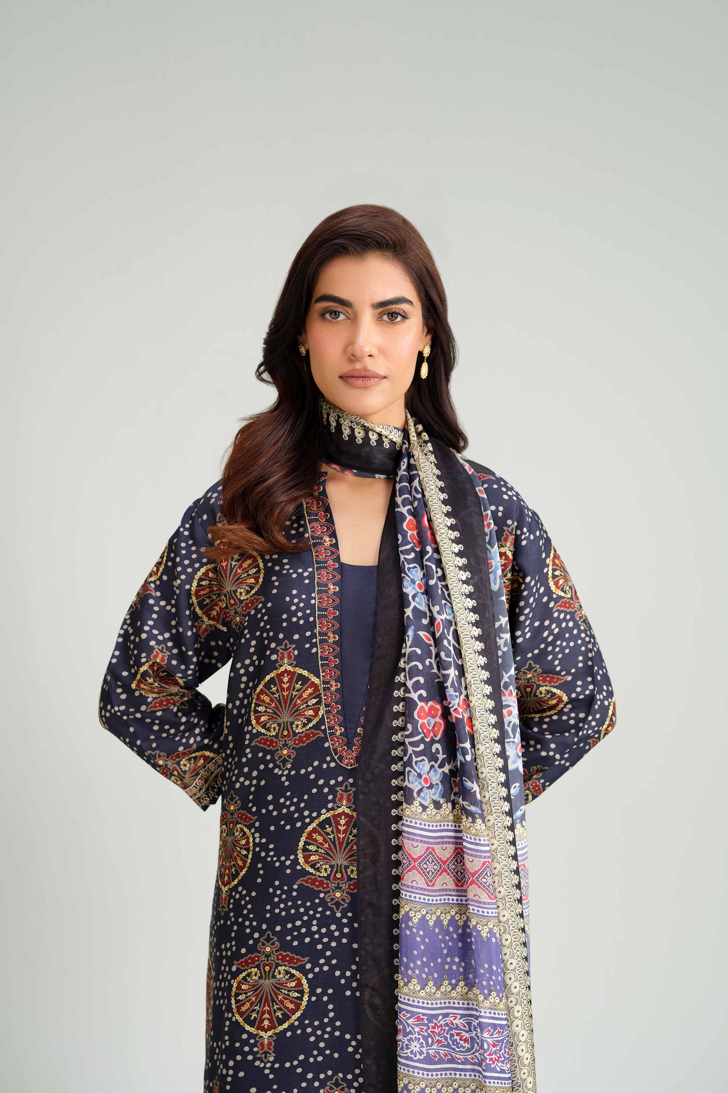3 Piece - Printed Embroidered Suit - KFW25-81 - Image 7
