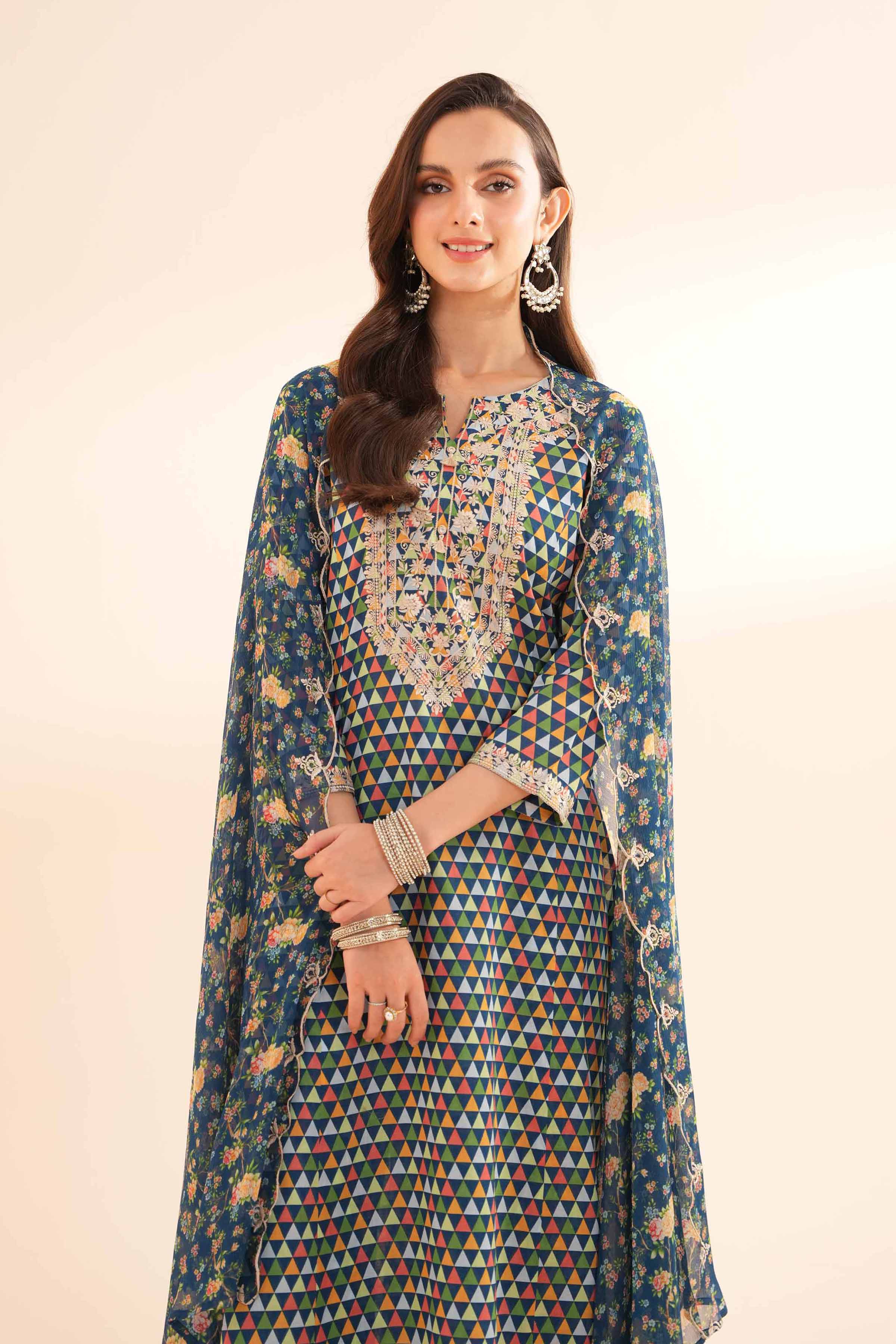 3 Piece - Printed Embroidered Suit - KPE24-17 - Image 2