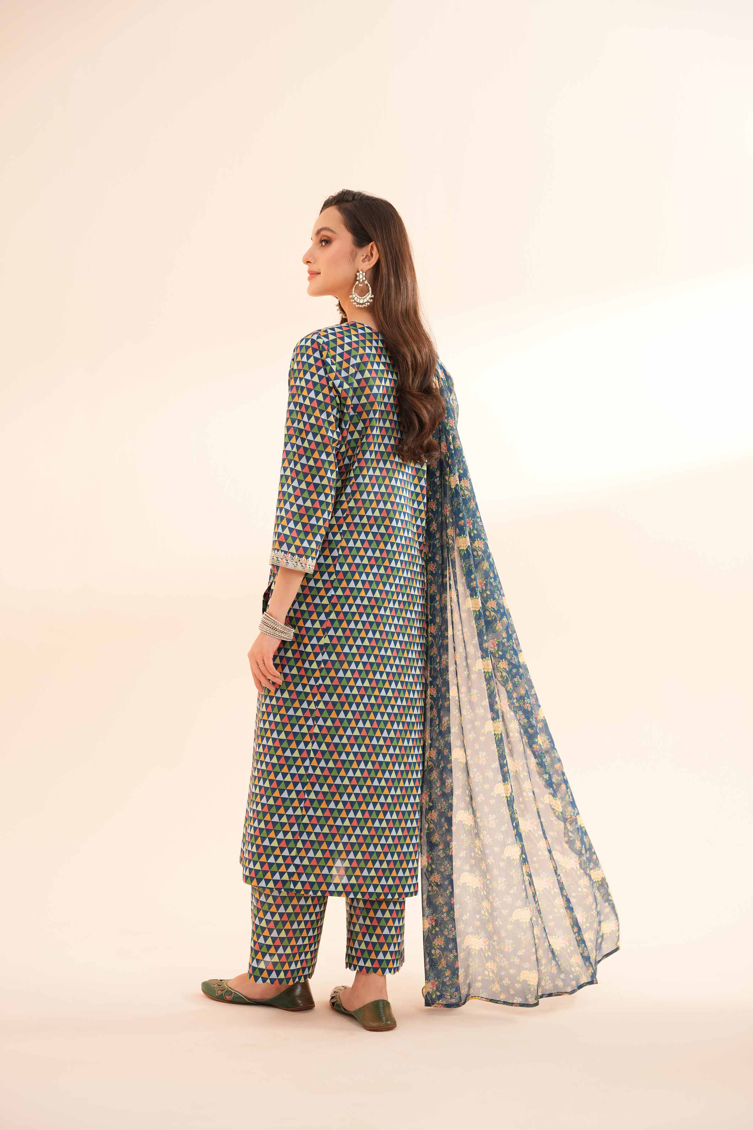 3 Piece - Printed Embroidered Suit - KPE24-17 - Image 3