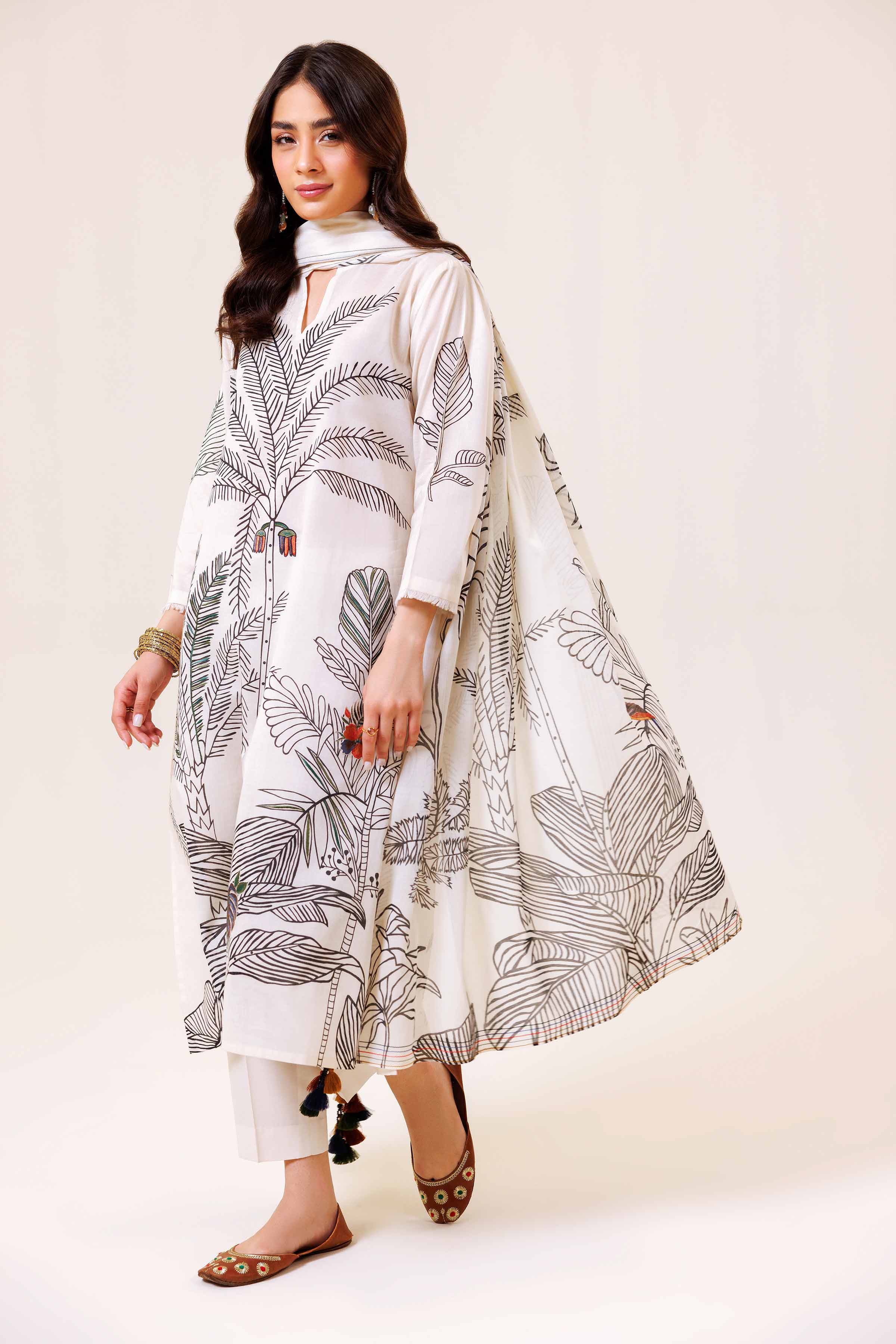 3 Piece - Printed Embroidered Suit - KPS24-25 - Image 4