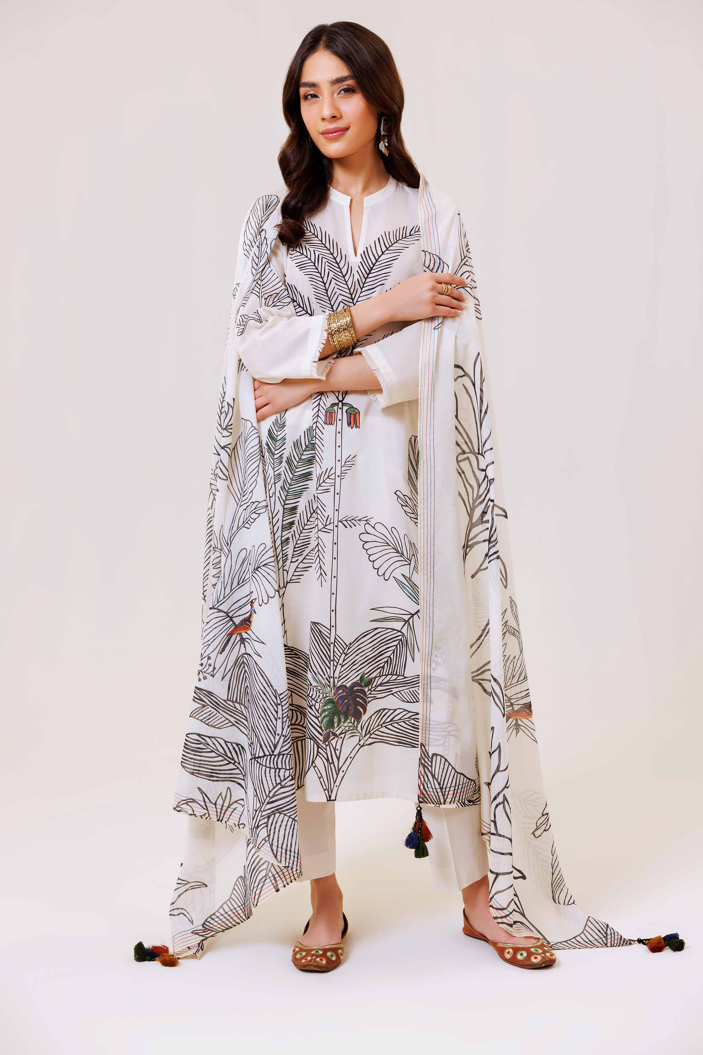 3 Piece - Printed Embroidered Suit - KPS24-25 - Image 5