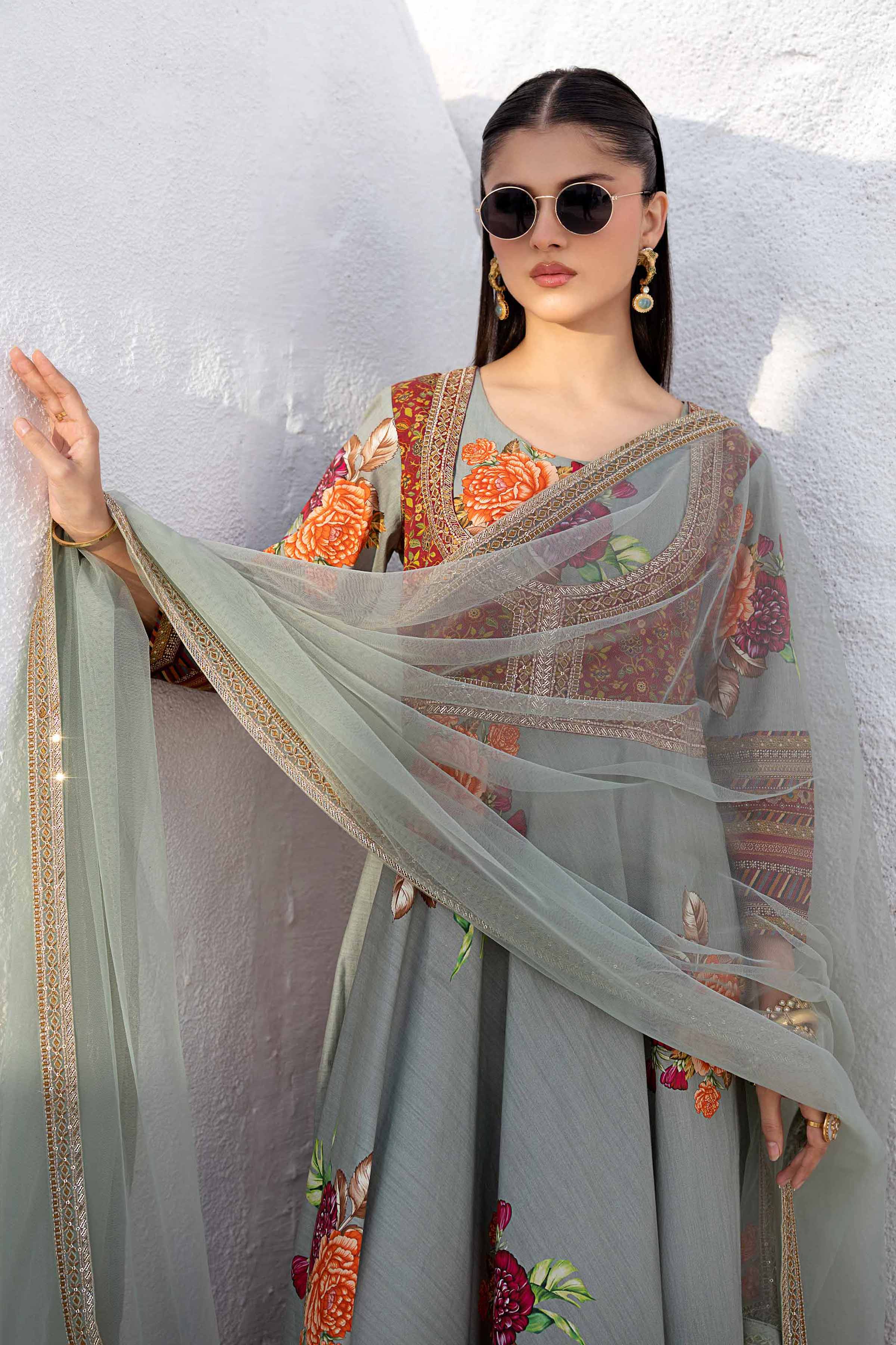 2 Piece - Printed Embroidered Suit - KPS25-02 - Image 3