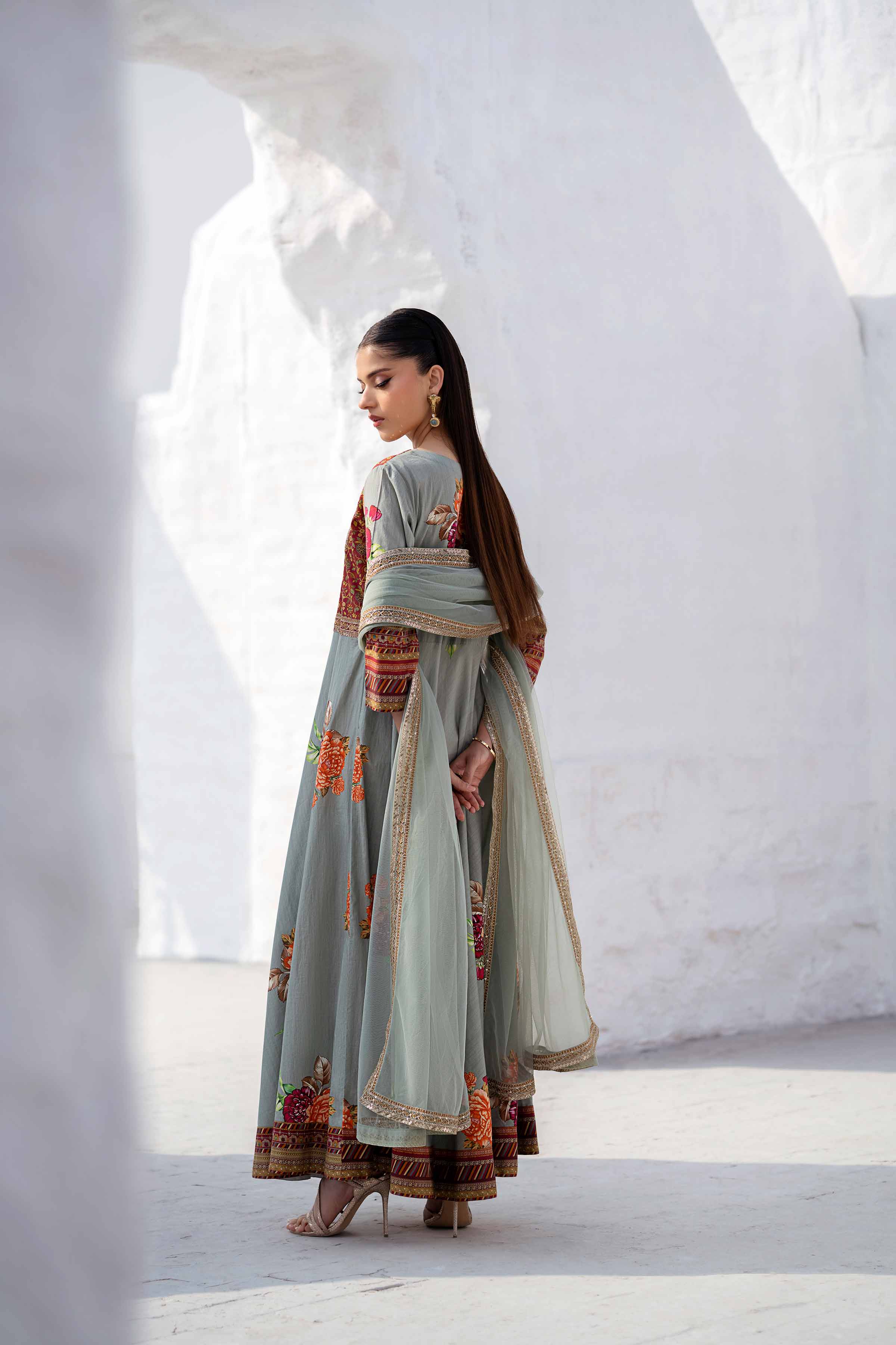 2 Piece - Printed Embroidered Suit - KPS25-02 - Image 4