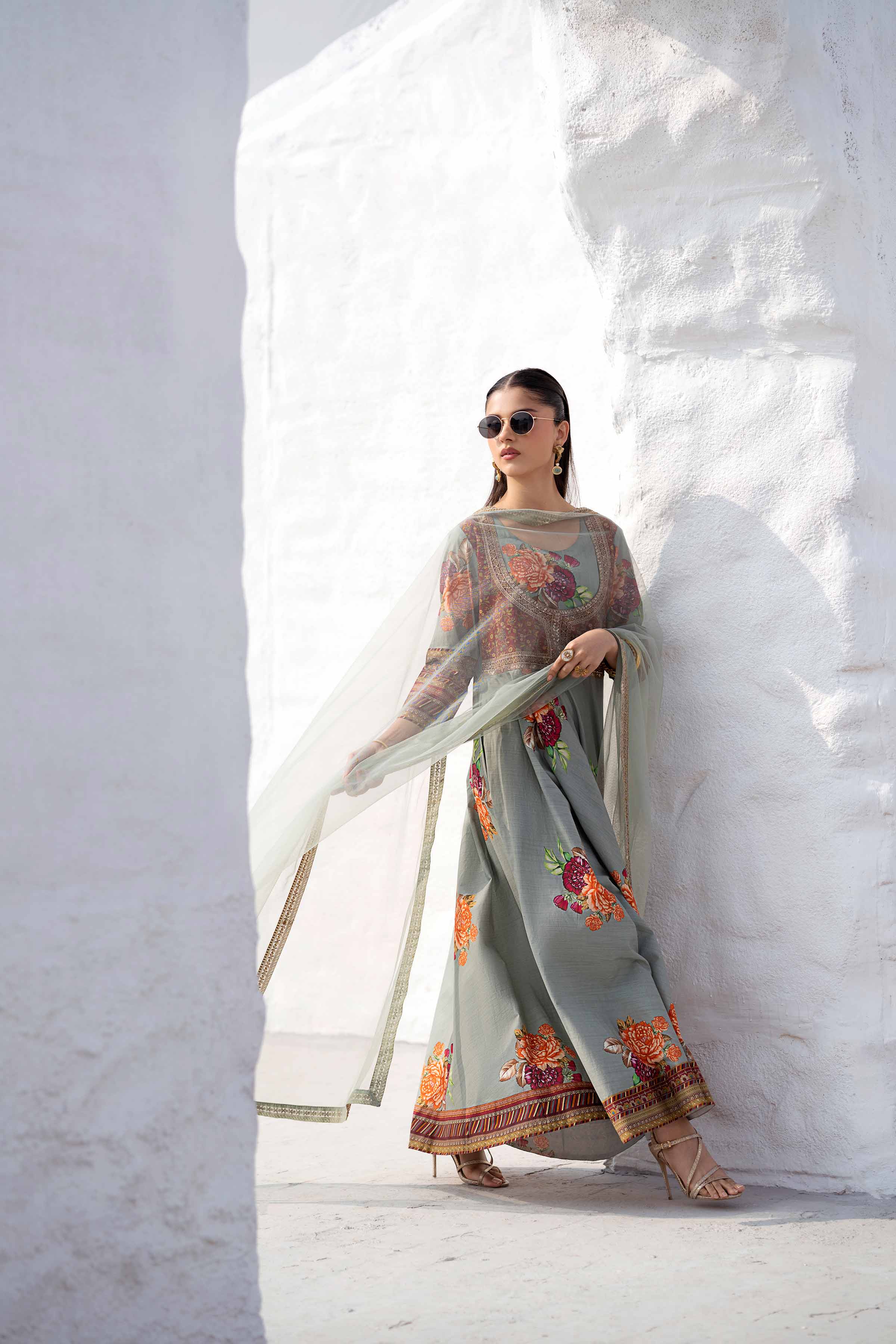 2 Piece - Printed Embroidered Suit - KPS25-02 - Image 7