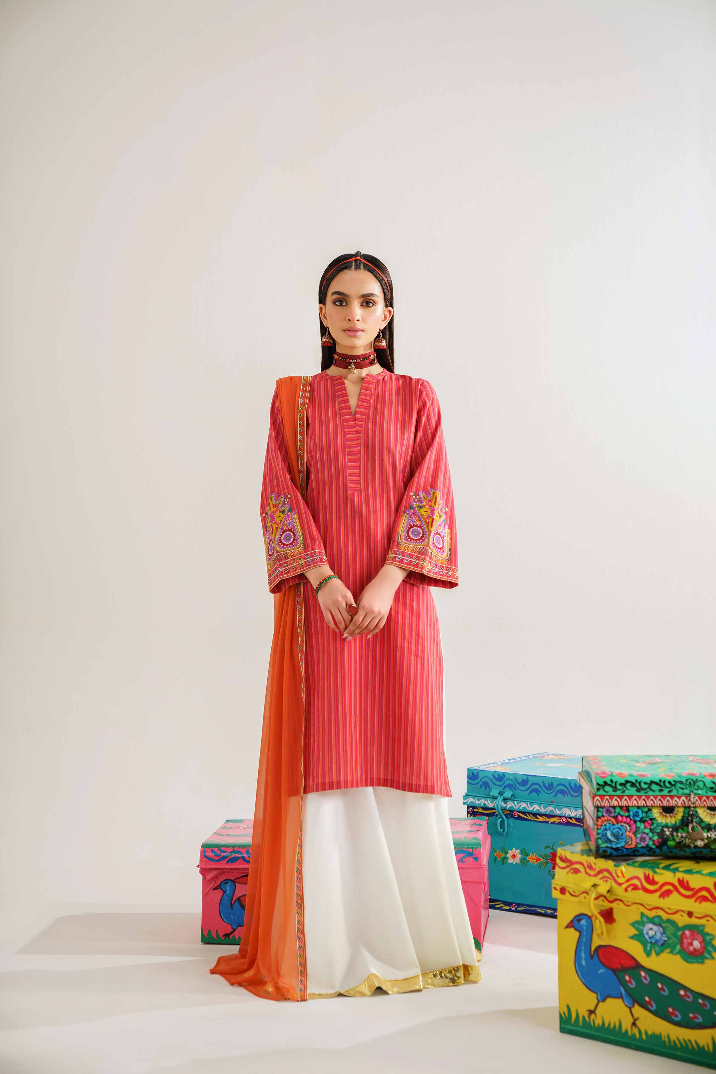 2 Piece - Embroidered Suit - PE24-129 - Image 3